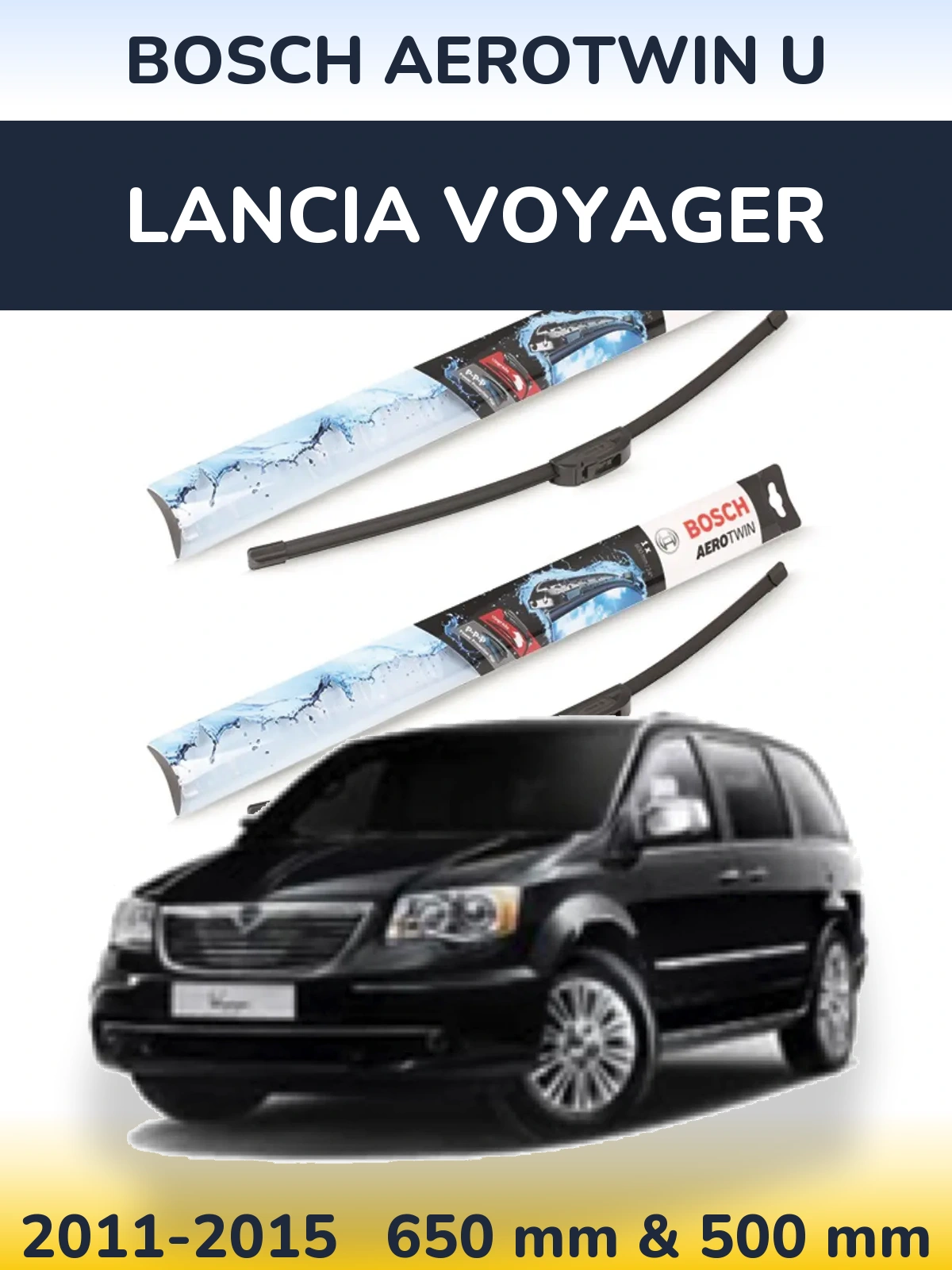 Комплект передних дворников BOSCH AeroTwin U 650 & 500 мм для Lancia Voyager 2011-2015