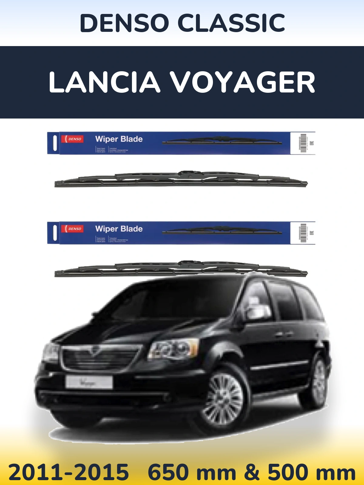 Комплект передних дворников Denso Classic 650 & 500 мм для Lancia Voyager 2011-2015