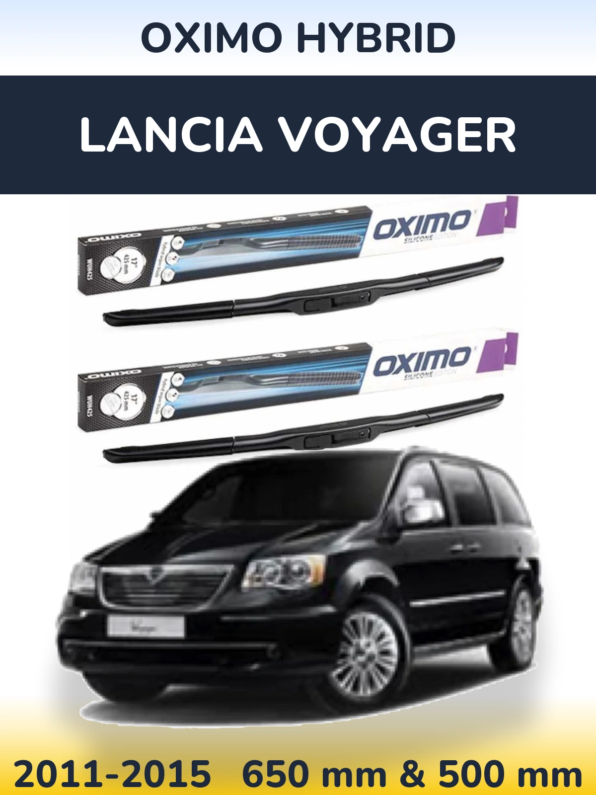 Комплект передних дворников Oximo Hybrid 650 & 500 мм для Lancia Voyager 2011-2015