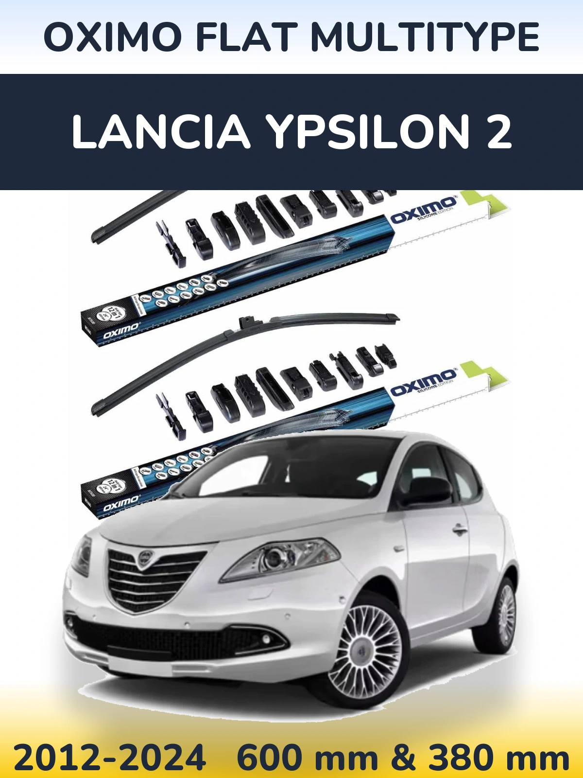 Komplet przednich wycieraczek Oximo Flat MultiType 600 & 380 mm do Lancia Ypsilon 2 2012-2024