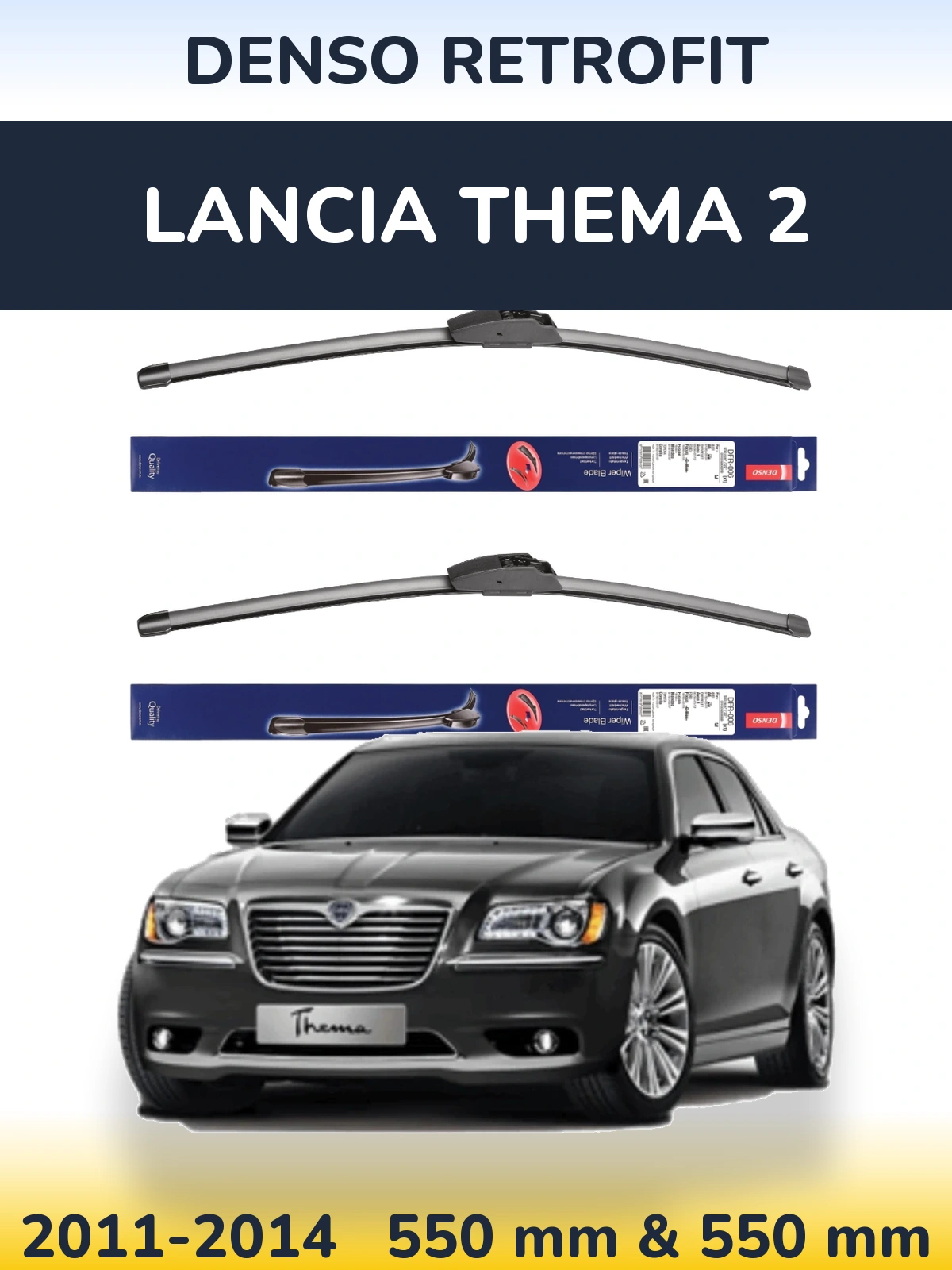 Front wiper blade set Denso Retrofit 550 & 550 mm for Lancia Thema 2 2011-2014