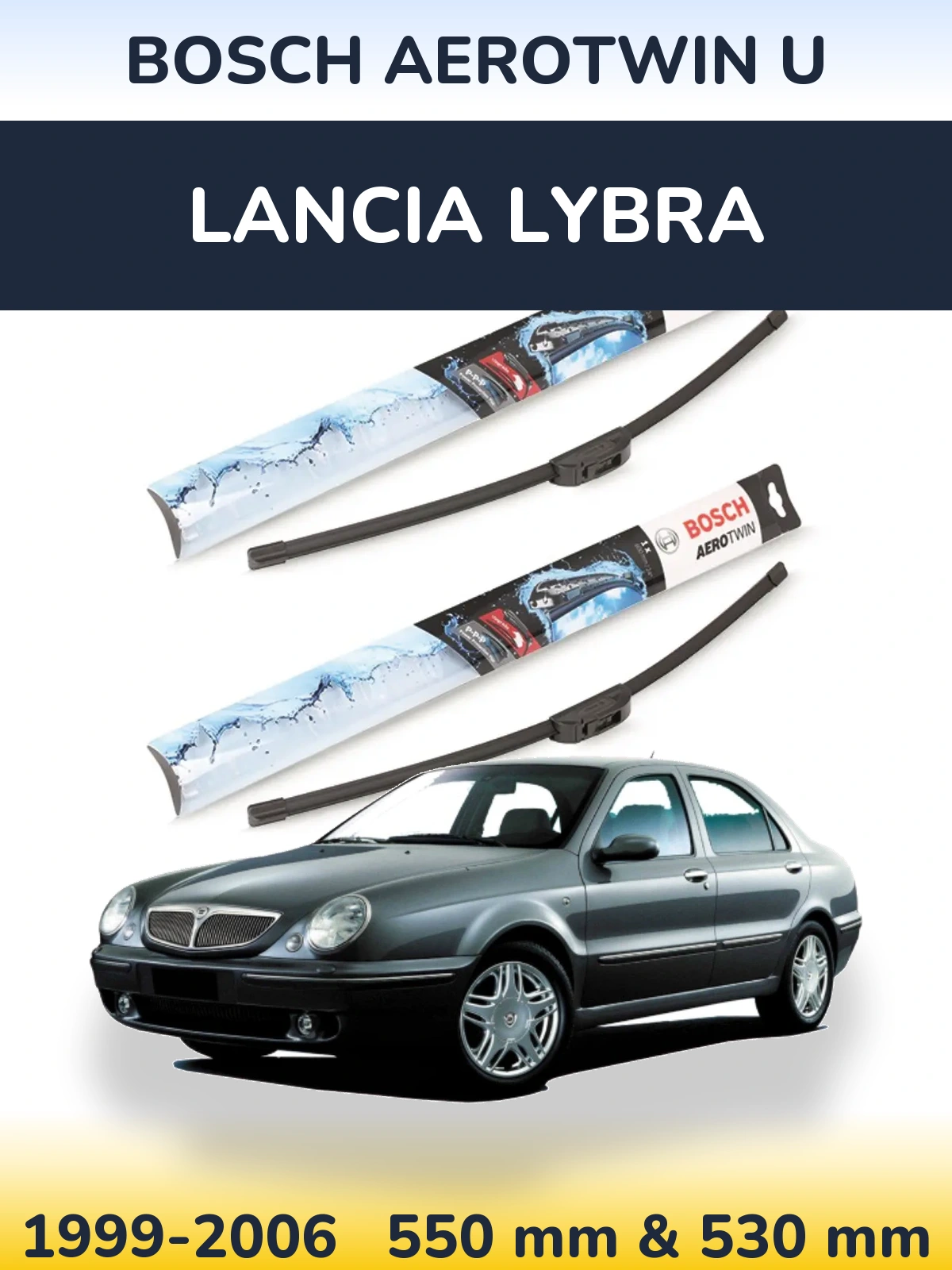 Komplet przednich wycieraczek BOSCH AeroTwin U 550 & 530 mm do Lancia Lybra 1999-2006