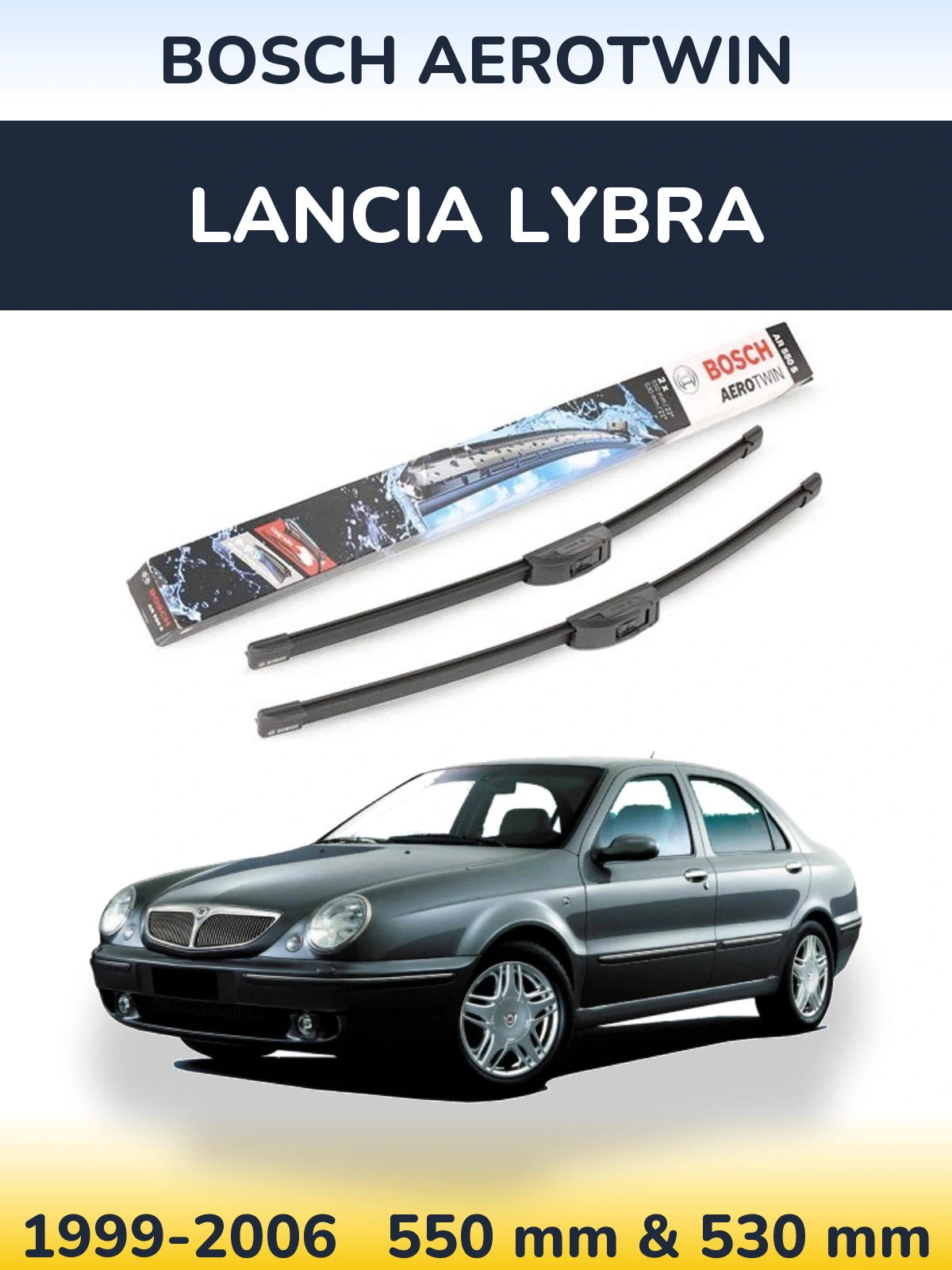 Komplet przednich wycieraczek BOSCH AeroTwin 550 & 530 mm do Lancia Lybra 1999-2006