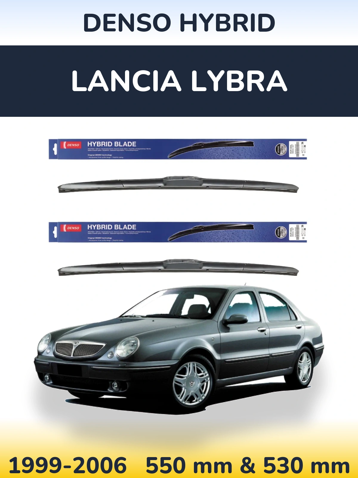 Komplet przednich wycieraczek Denso Hybrid 550 & 530 mm do Lancia Lybra 1999-2006
