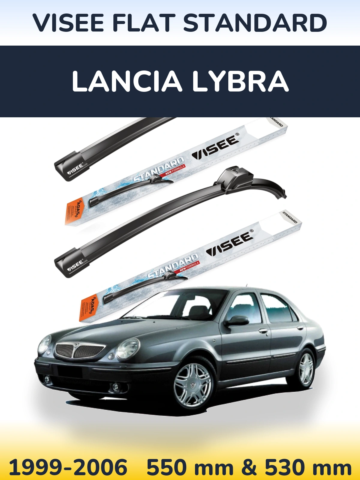 Komplet przednich wycieraczek VISEE FLAT STANDARD 550 & 530 mm do Lancia Lybra 1999-2006