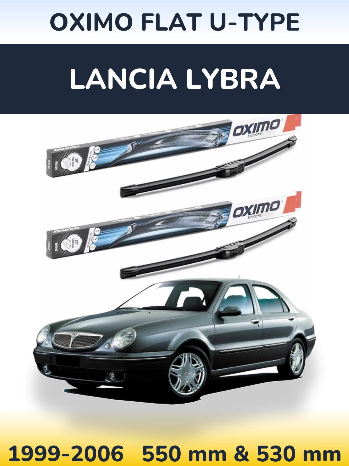 Komplet przednich wycieraczek Oximo Flat U-type 550 & 530 mm do Lancia Lybra 1999-2006