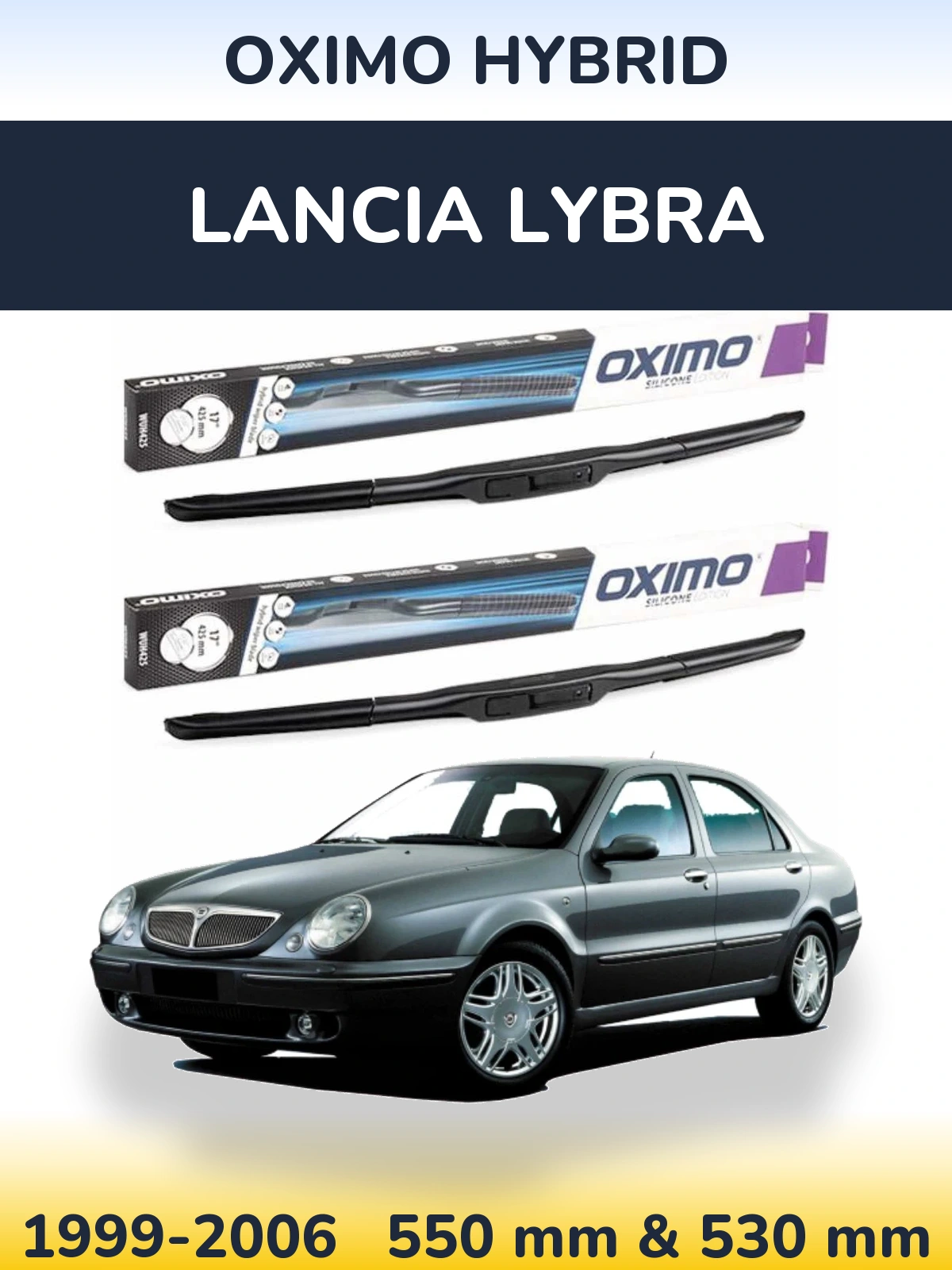 Komplet przednich wycieraczek Oximo Hybrid 550 & 530 mm do Lancia Lybra 1999-2006