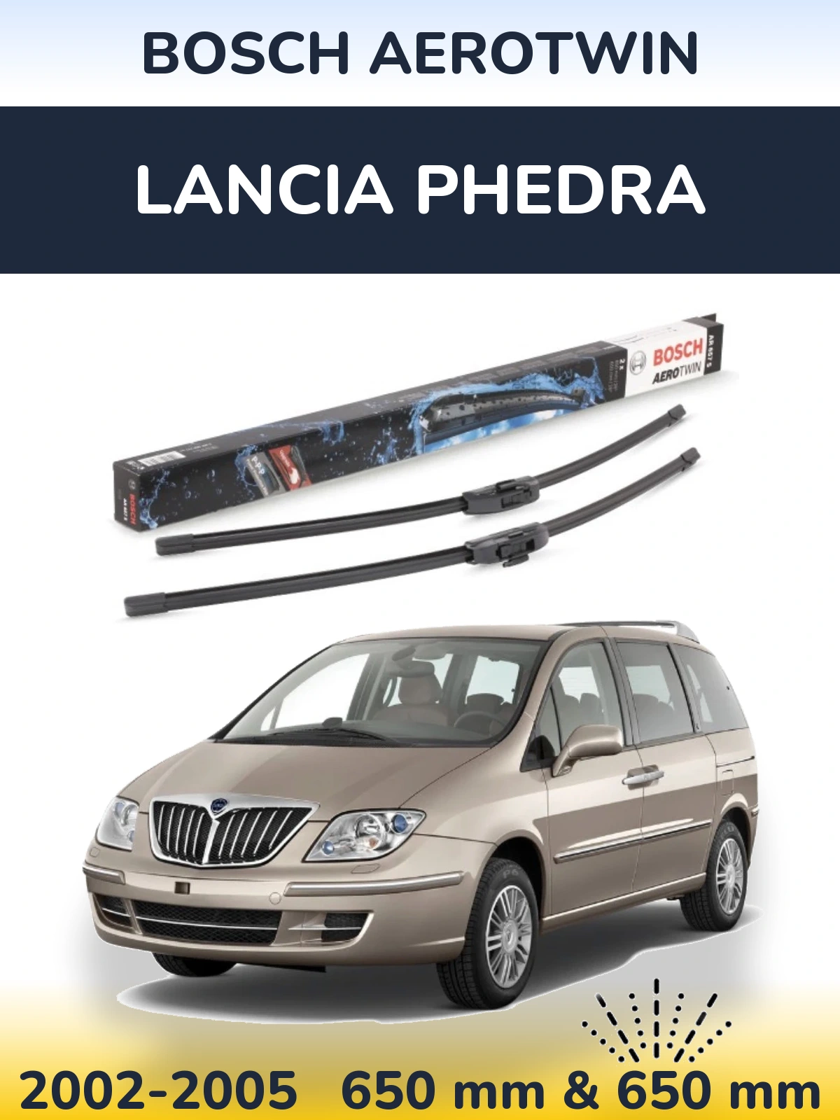 Komplet przednich wycieraczek BOSCH AeroTwin 650 & 650 mm do Lancia Phedra 2002-2005
