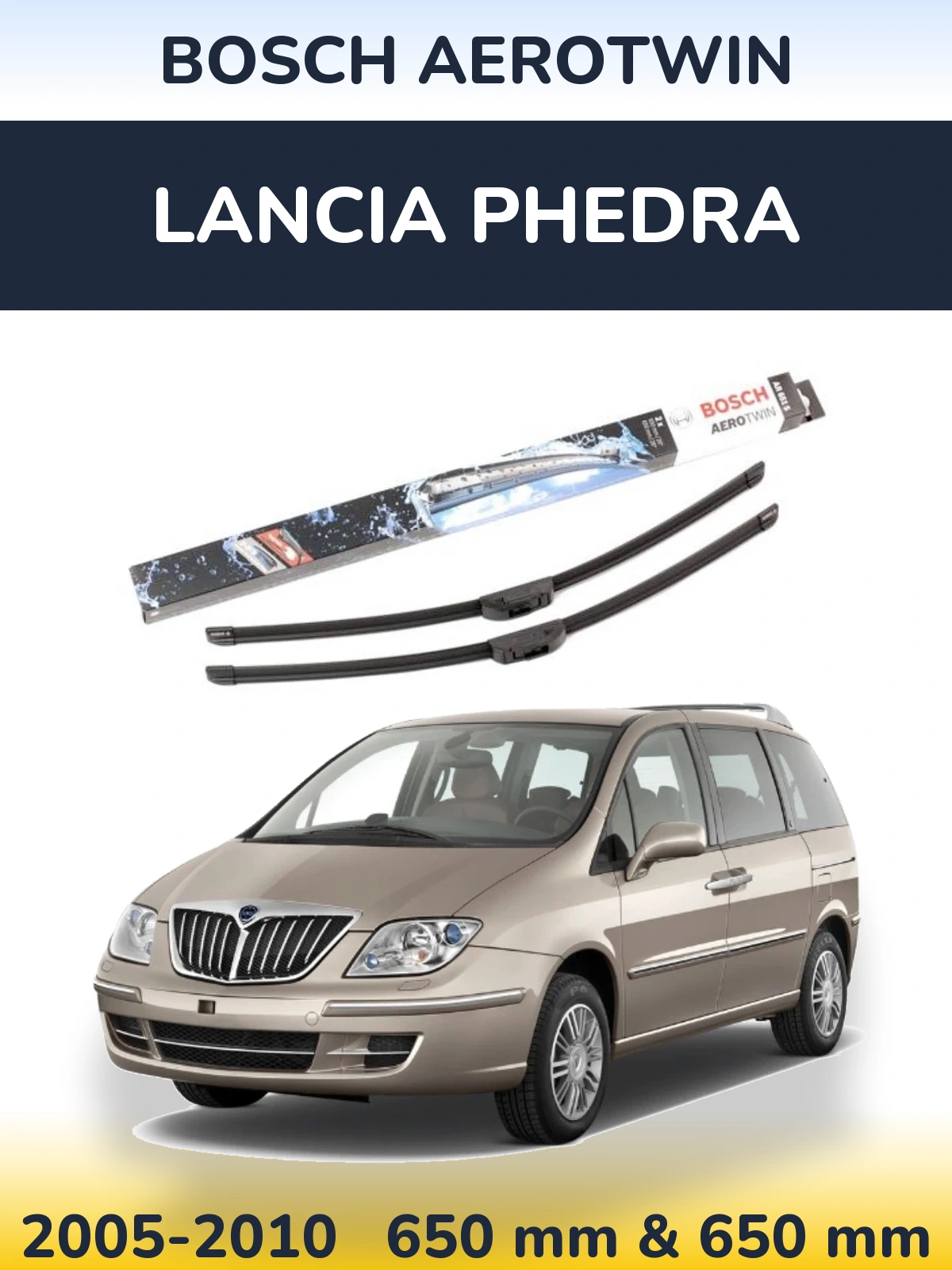 Komplet przednich wycieraczek BOSCH AeroTwin 650 & 650 mm do Lancia Phedra 2005-2010