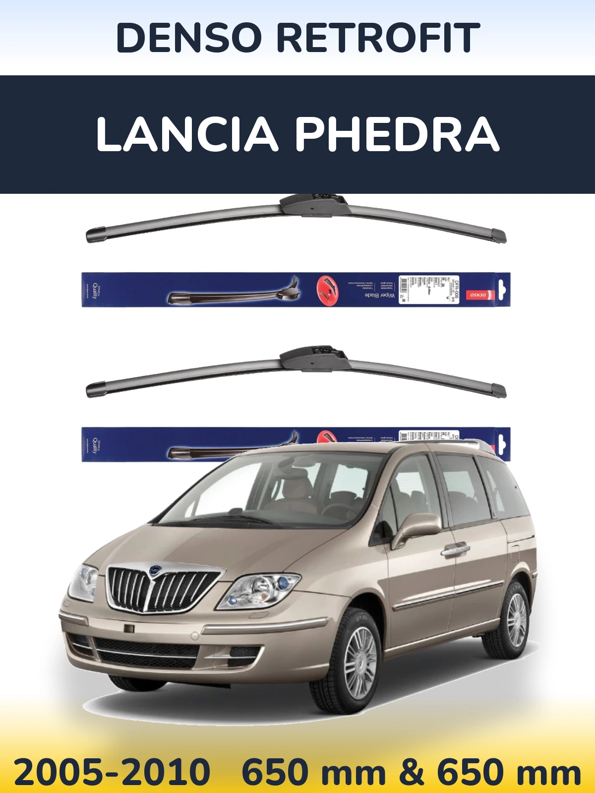 Комплект передних дворников Denso Retrofit 650 & 650 мм для Lancia Phedra 2005-2010