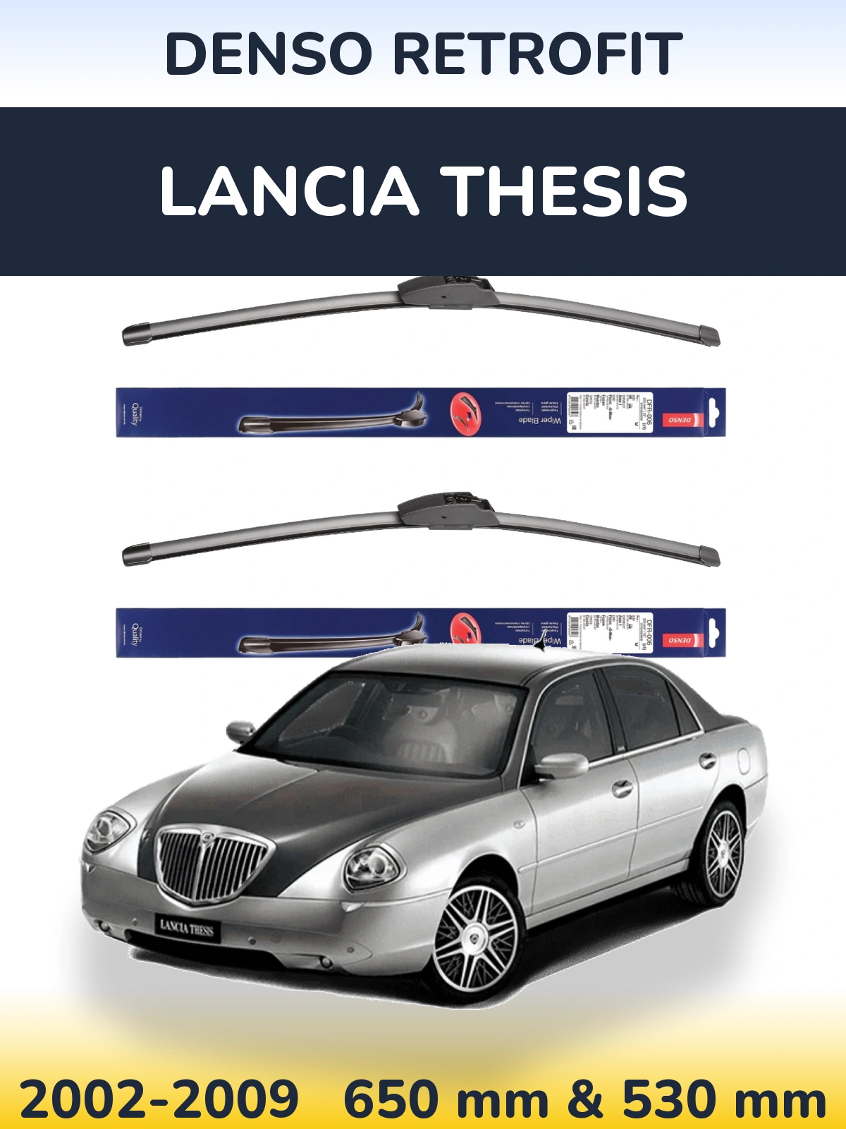 Komplet przednich wycieraczek Denso Retrofit 650 & 530 mm do Lancia Thesis 2002-2009