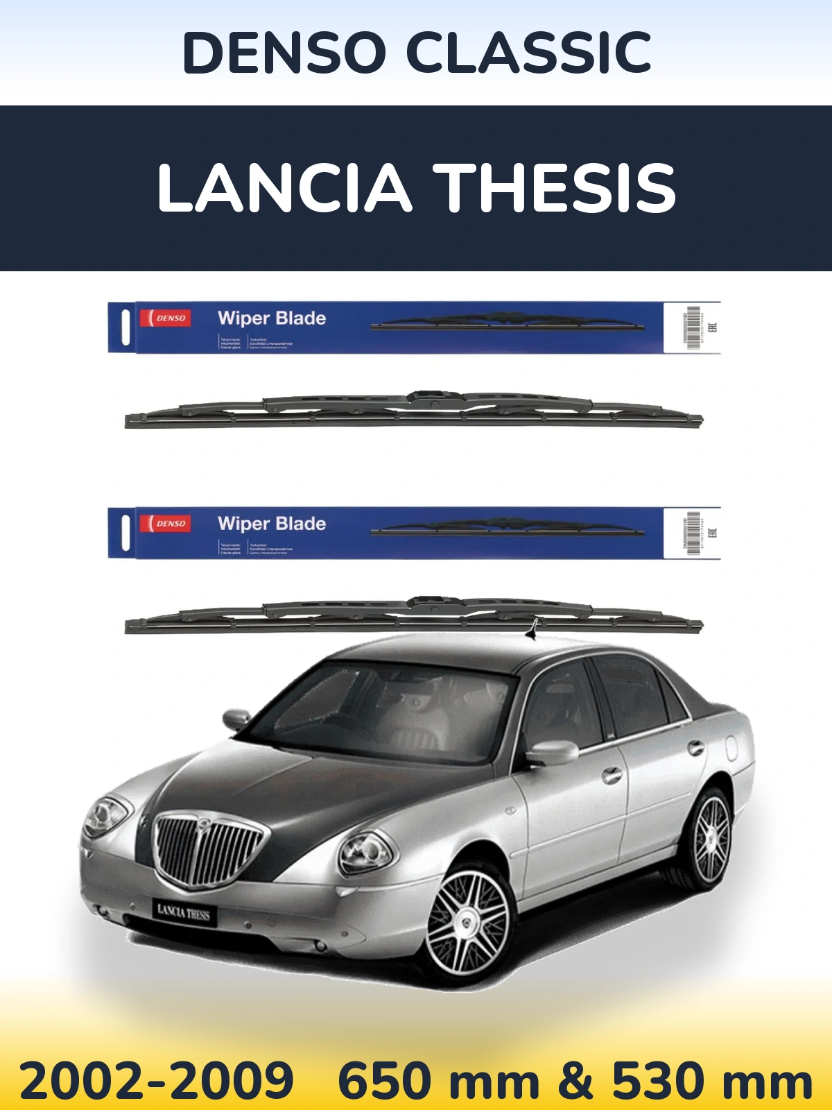 Komplet przednich wycieraczek Denso Classic 650 & 530 mm do Lancia Thesis 2002-2009