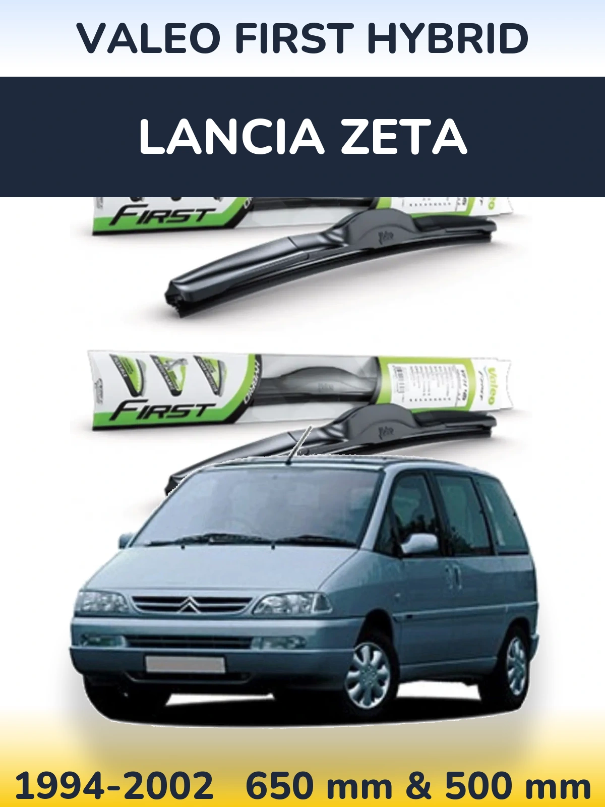 Комплект передних дворников Valeo First Hybrid 650 & 500 мм для Lancia Zeta 1994-2002
