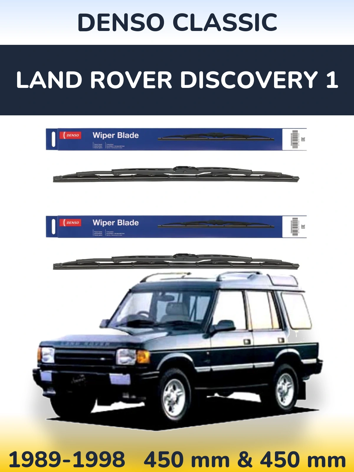 Komplet przednich wycieraczek Denso Classic 450 & 450 mm do Land Rover Discovery 1 1989-1998