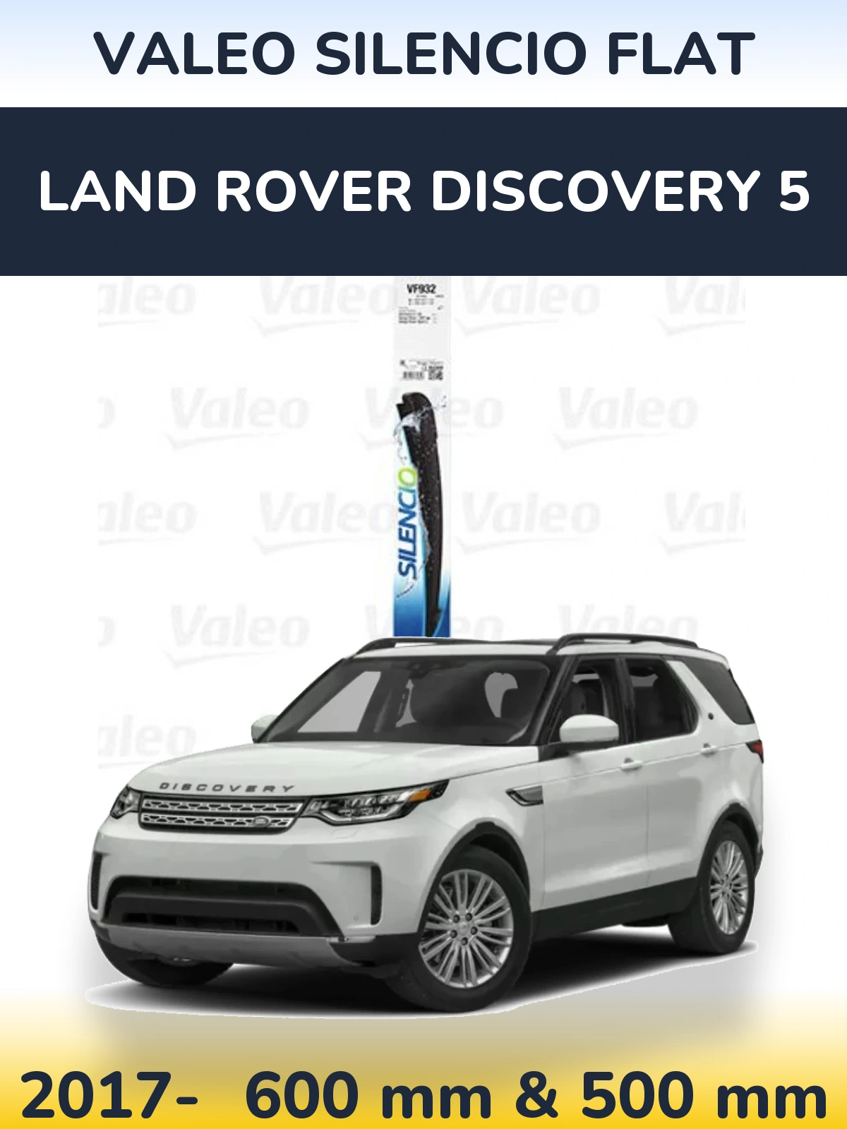 Komplet przednich wycieraczek Valeo Silencio Flat 600 & 500 mm do Land Rover Discovery 5 2017-2026