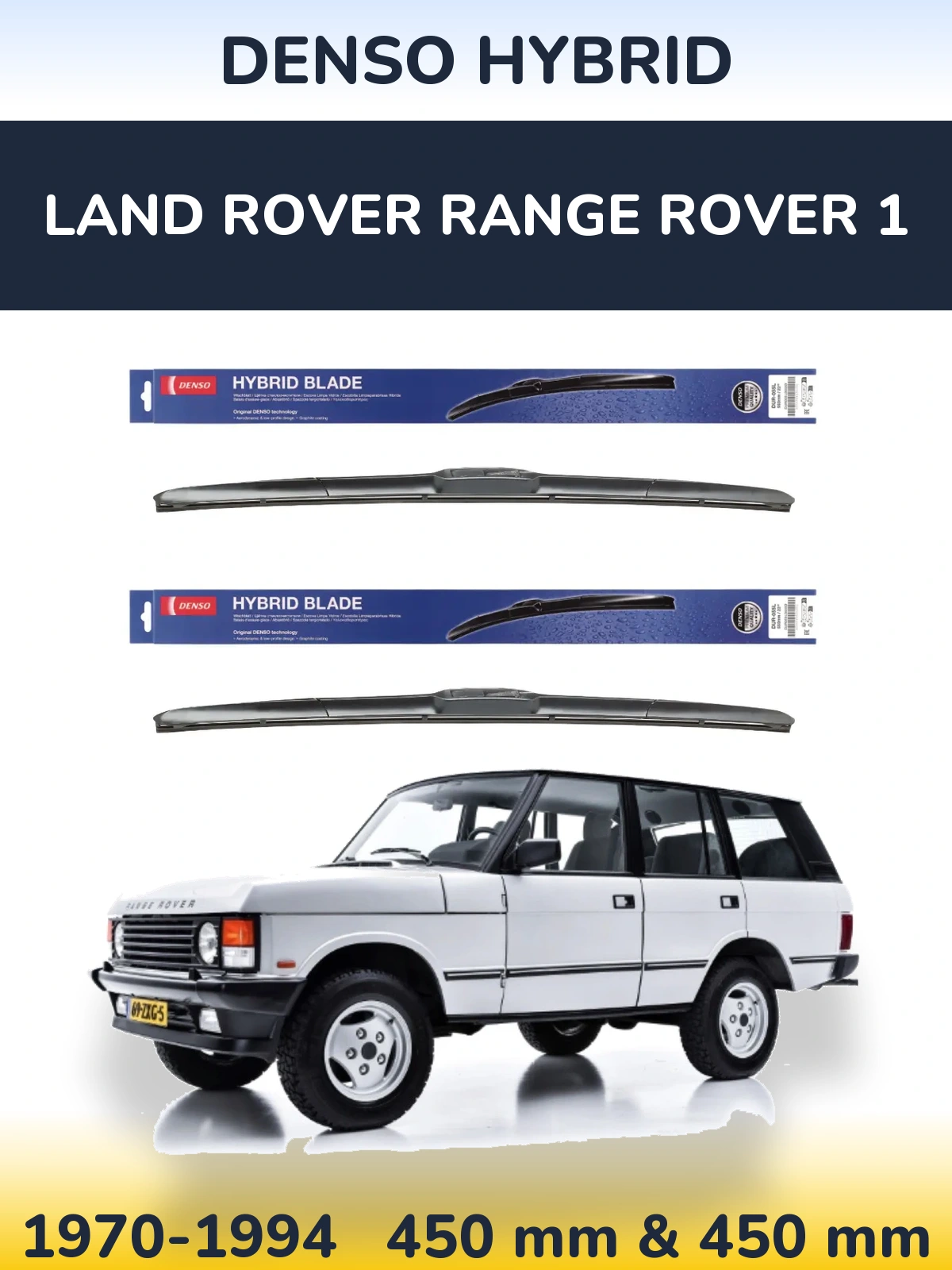 Komplet przednich wycieraczek Denso Hybrid 450 & 450 mm do Land Rover Range Rover 1 1970-1994