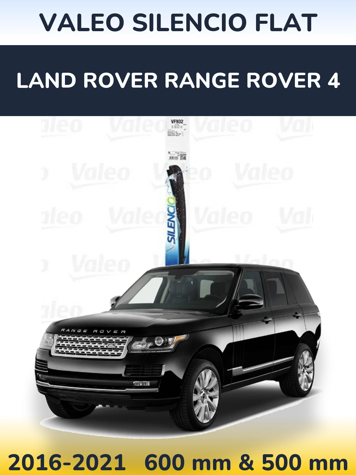 Komplet przednich wycieraczek Valeo Silencio Flat 600 & 500 mm do Land Rover Range Rover 4 2016-2021