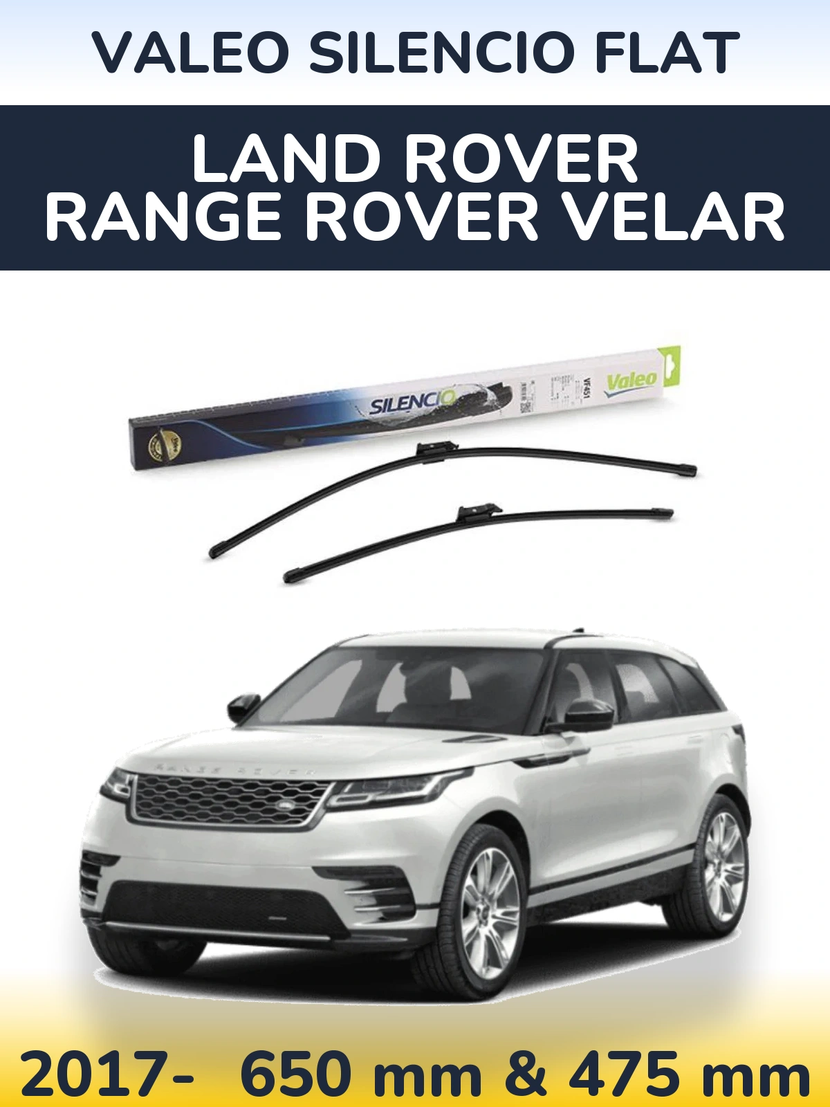 Komplet przednich wycieraczek Valeo Silencio Flat 650 & 475 mm do Land Rover Range Rover Velar 2017-2026
