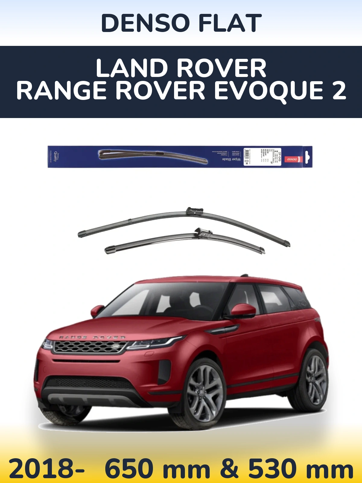 Front wiper blade set Denso Flat 640 & 520 mm for Land Rover Range Rover  Evoque 2 2018-2026