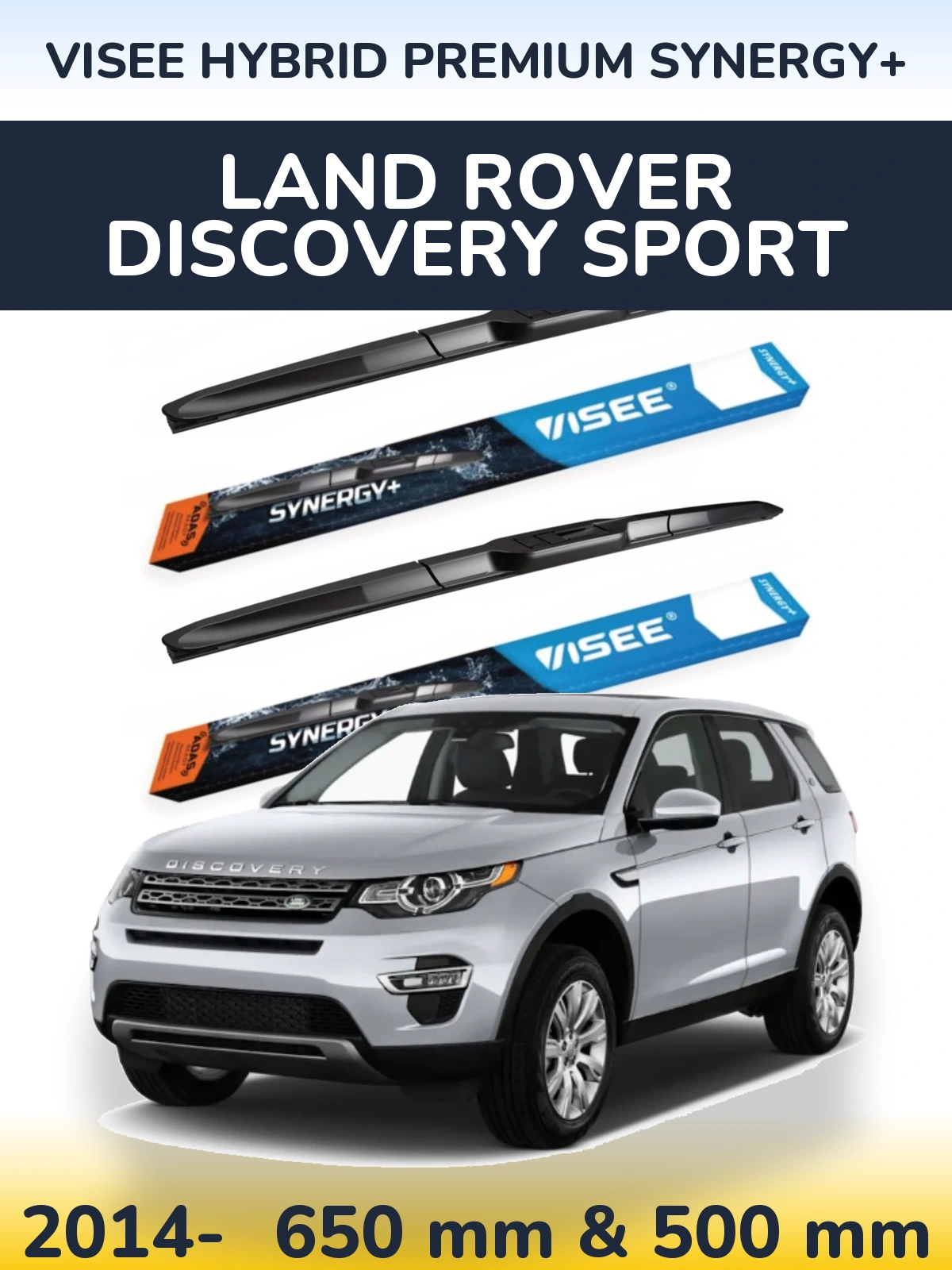 Комплект передних дворников VISEE HYBRID PREMIUM SYNERGY+ 650 & 500 мм для Land Rover Discovery Sport 2014-2026