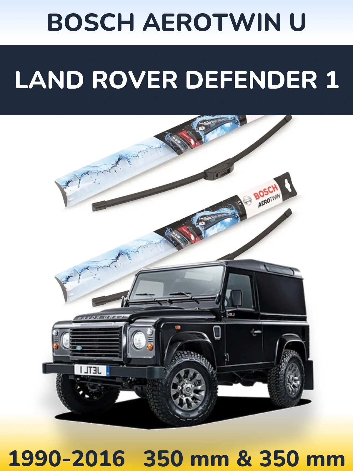 Komplet przednich wycieraczek BOSCH AeroTwin U 350 & 350 mm do Land Rover Defender 1 1990-2016