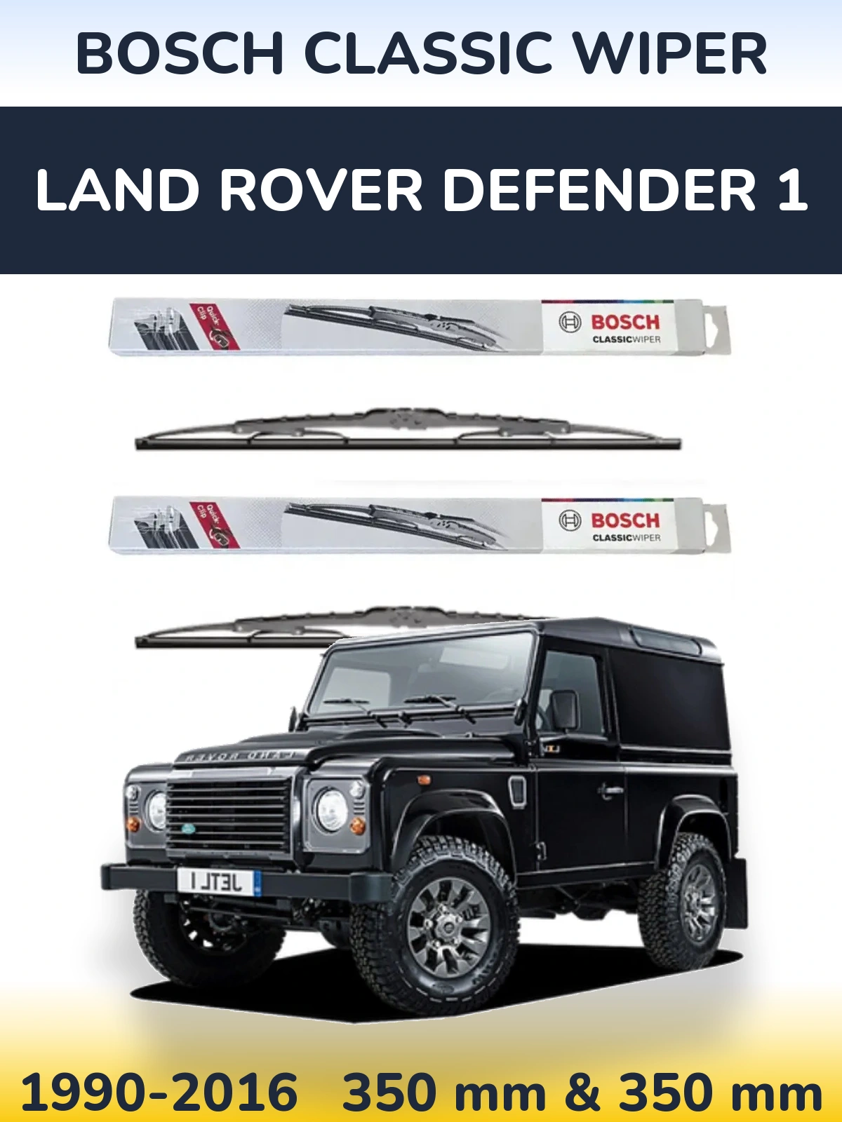 Komplet przednich wycieraczek BOSCH Classic Wiper 340 & 340 mm do Land Rover Defender 1 1990-2016