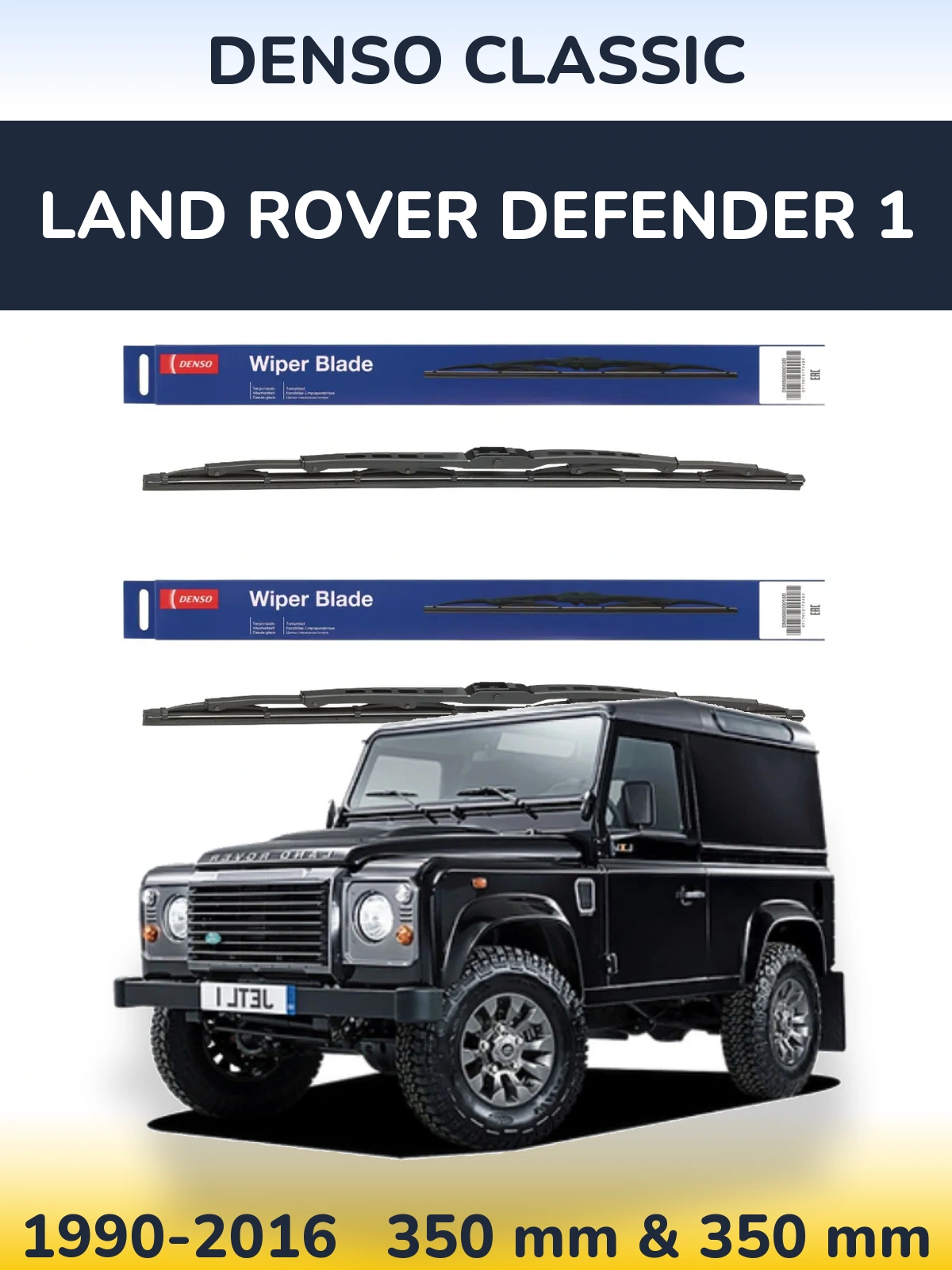 Front wiper blade set Denso Classic 350 & 350 mm for Land Rover Defender 1 1990-2016