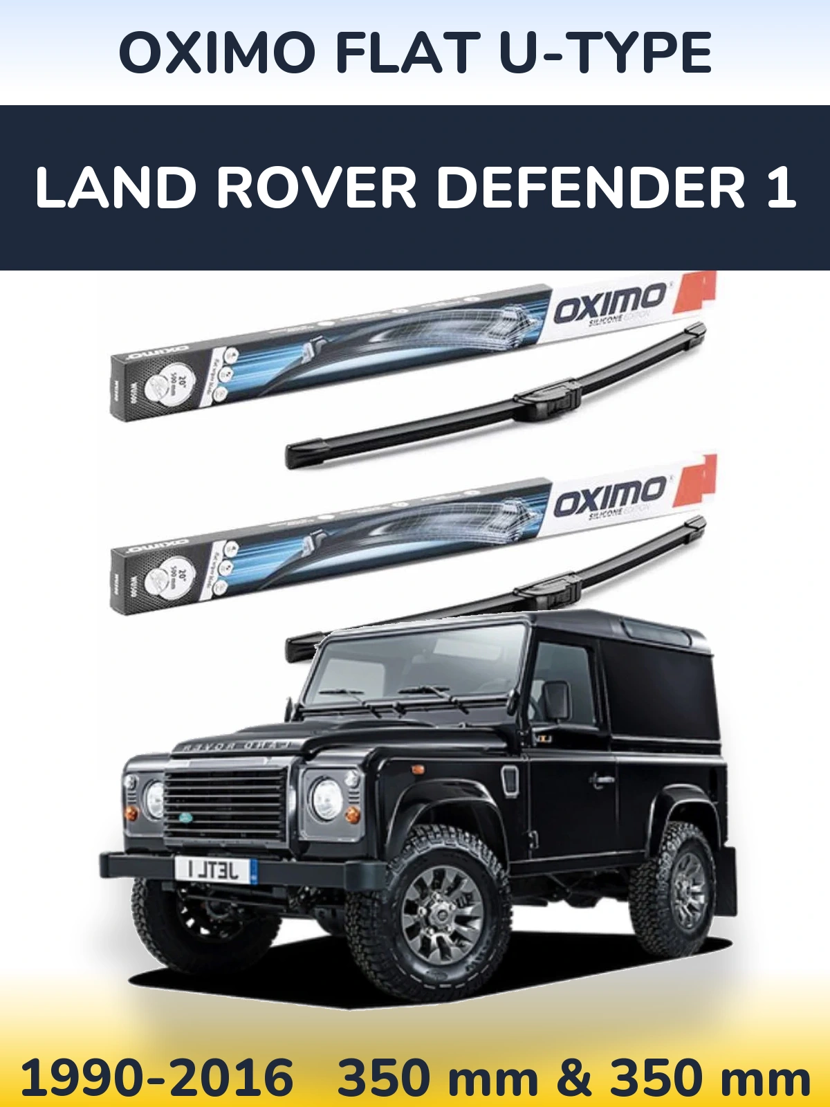 Komplet przednich wycieraczek Oximo Flat U-type 350 & 350 mm do Land Rover Defender 1 1990-2016