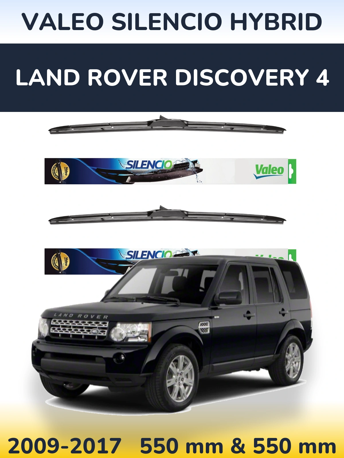 Komplet przednich wycieraczek Valeo Silencio Hybrid 550 & 550 mm do Land Rover Discovery 4 2009-2017