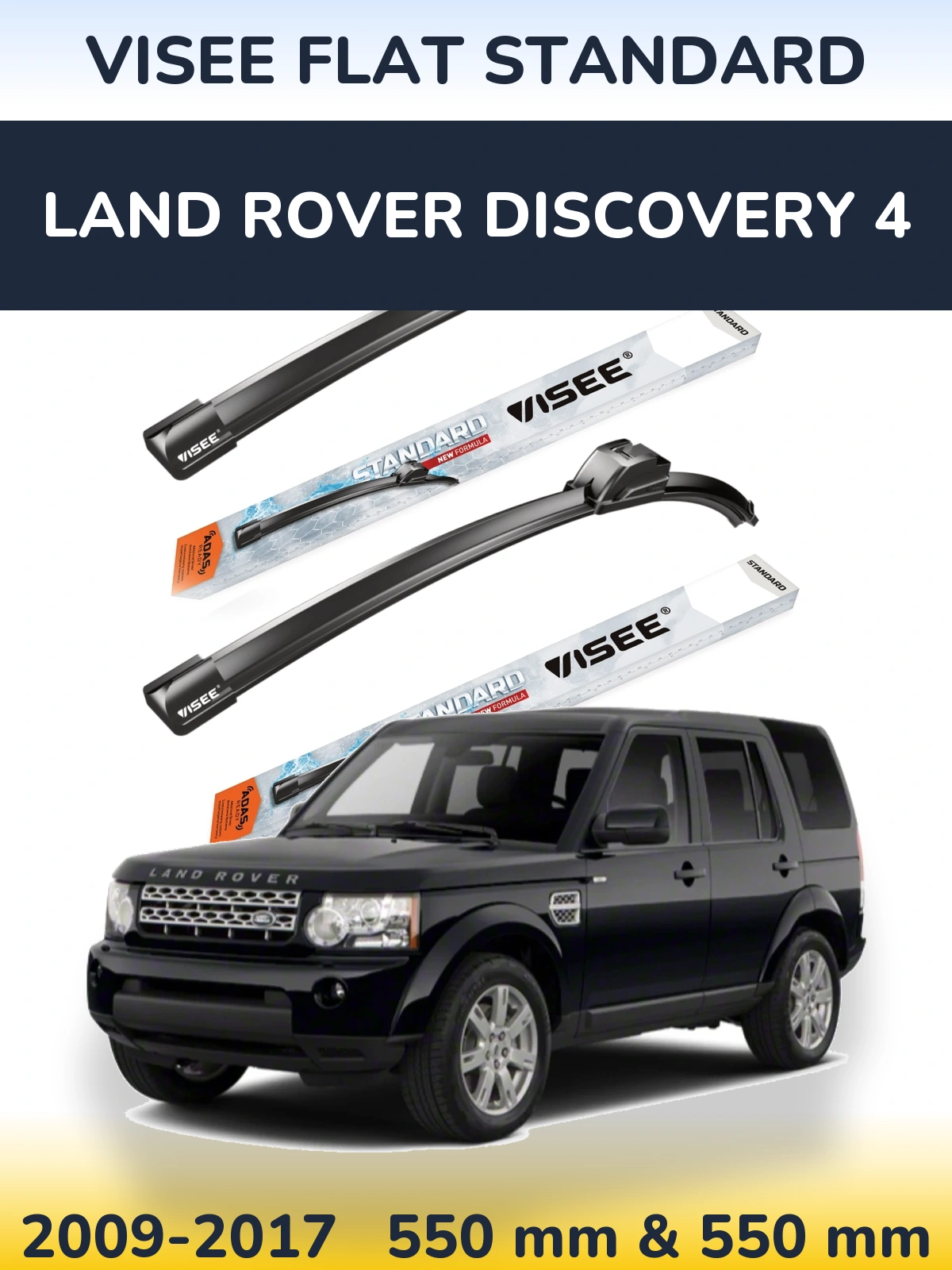 Komplet przednich wycieraczek VISEE FLAT STANDARD 550 & 550 mm do Land Rover Discovery 4 2009-2017