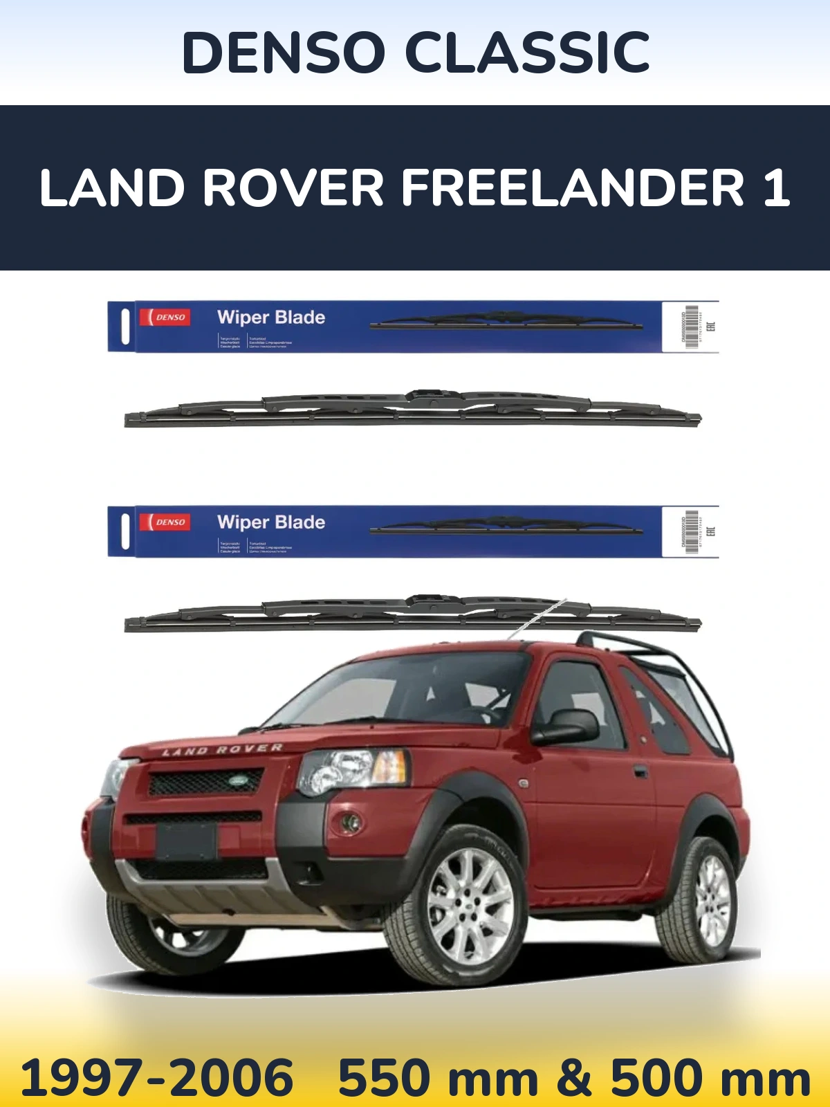 Komplet przednich wycieraczek Denso Classic 550 & 500 mm do Land Rover Freelander 1 1997-2006