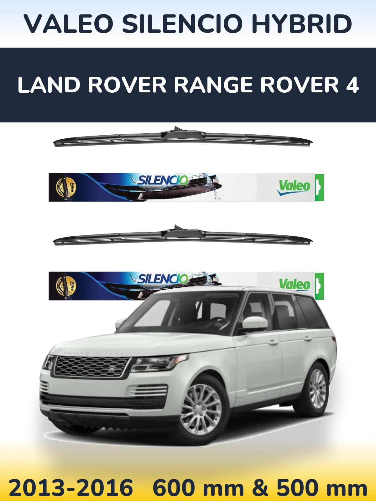 Комплект передних дворников Valeo Silencio Hybrid 600 & 500 мм для Land Rover Range Rover 4 2013-2016