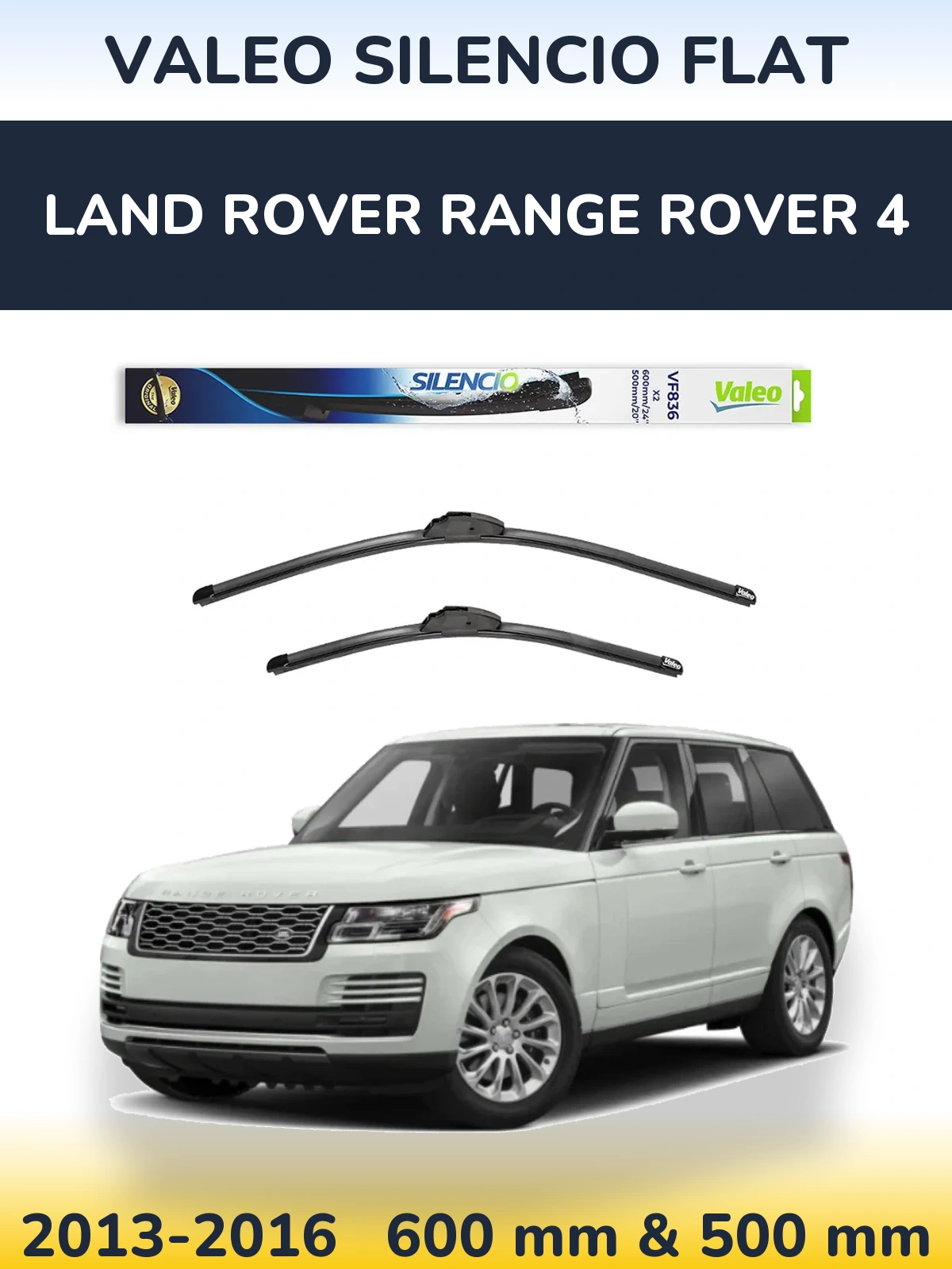 Комплект передних дворников Valeo Silencio Flat 600 & 500 мм для Land Rover Range Rover 4 2013-2016