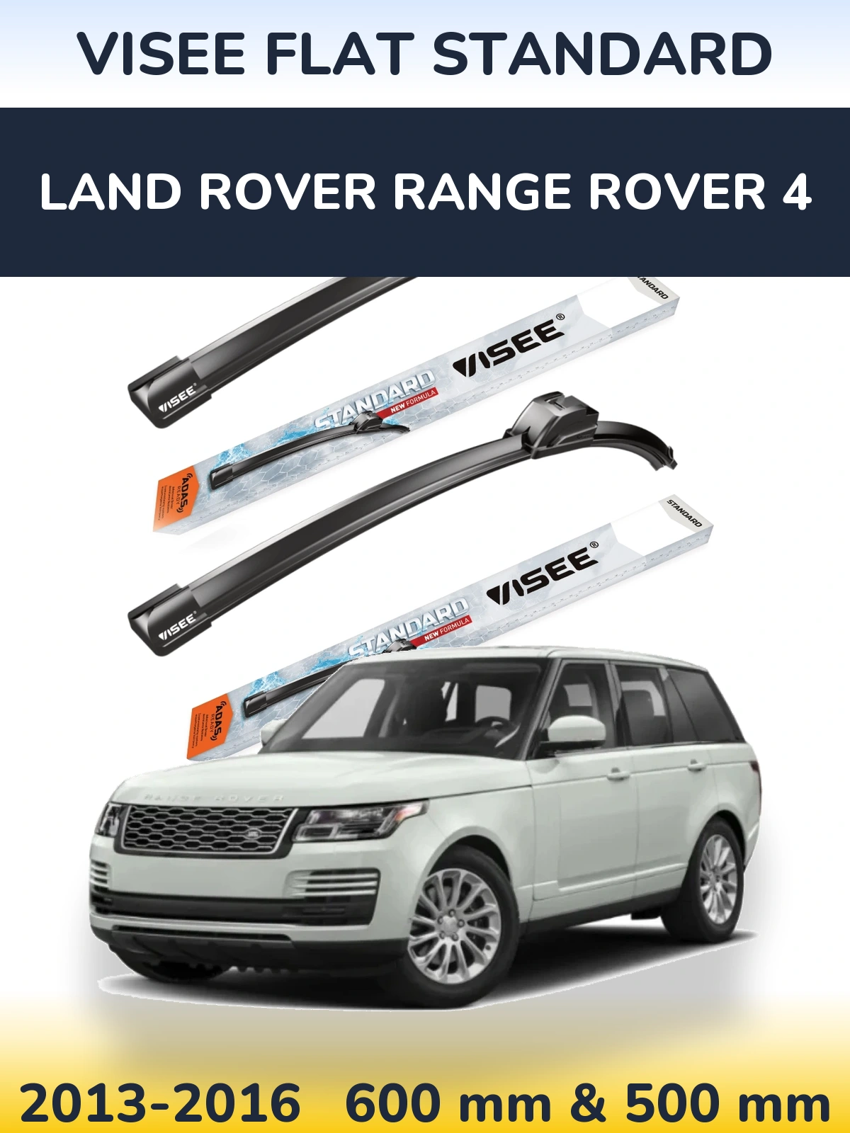 Komplet przednich wycieraczek VISEE FLAT STANDARD 600 & 500 mm do Land Rover Range Rover 4 2013-2016