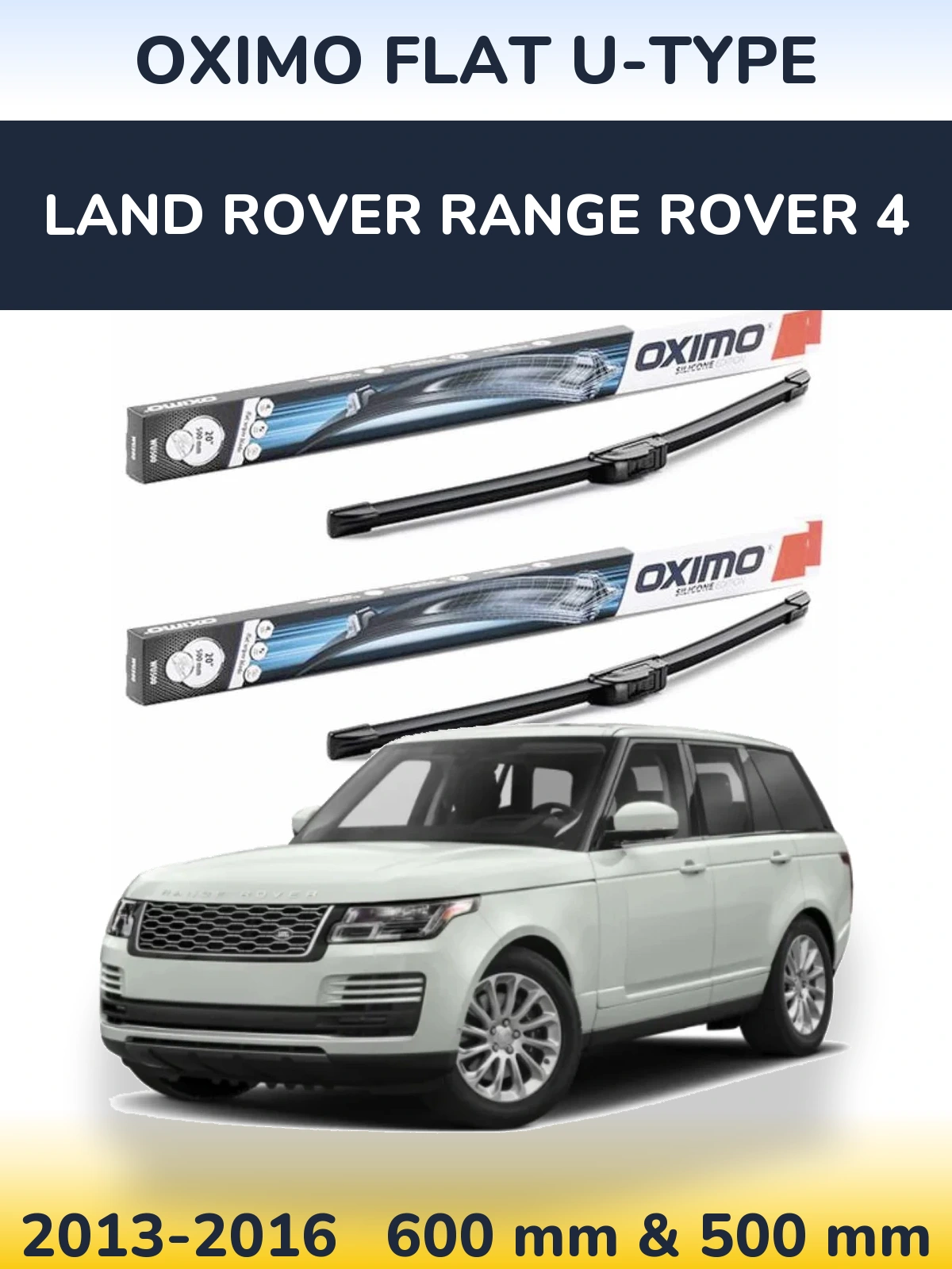 Комплект передних дворников Oximo Flat U-type 600 & 500 мм для Land Rover Range Rover 4 2013-2016