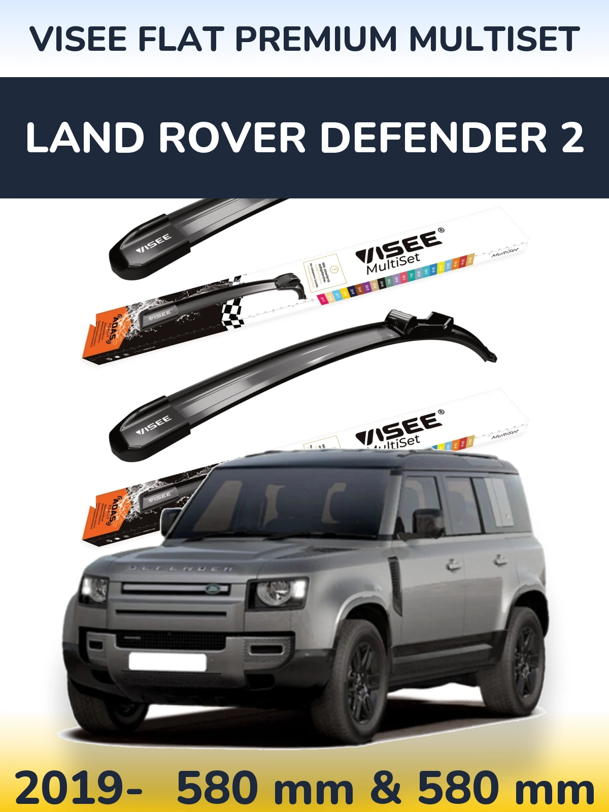 Komplet przednich wycieraczek VISEE FLAT PREMIUM MultiSet 580 & 580 mm do Land Rover Defender 2 2019-2026