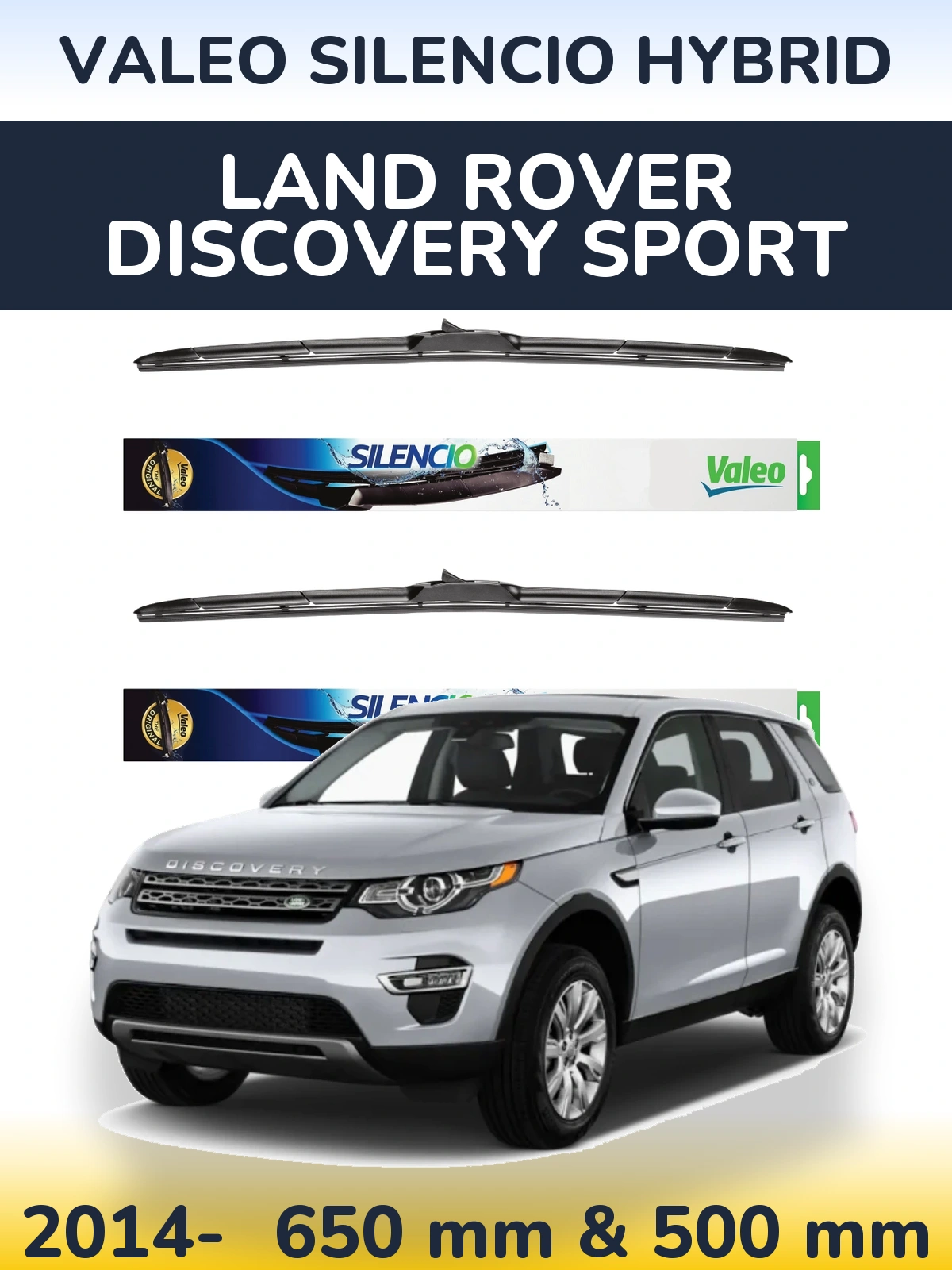 Komplet przednich wycieraczek Valeo Silencio Hybrid 650 & 500 mm do Land Rover Discovery Sport 2014-2026