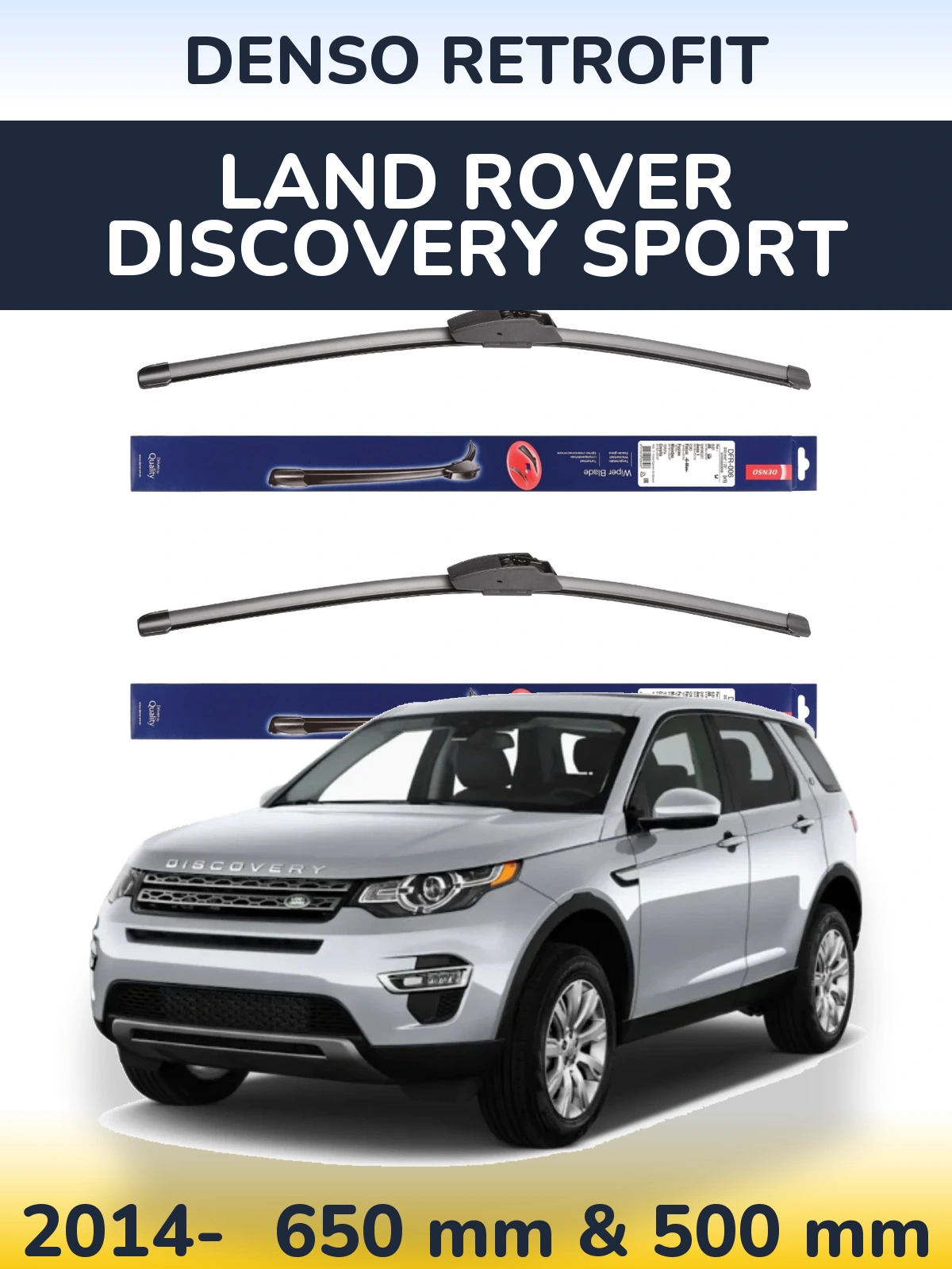 Komplet przednich wycieraczek Denso Retrofit 650 & 500 mm do Land Rover Discovery Sport 2014-2026