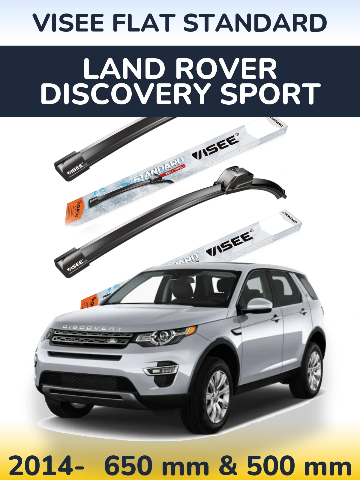 Komplet przednich wycieraczek VISEE FLAT STANDARD 650 & 500 mm do Land Rover Discovery Sport 2014-2026