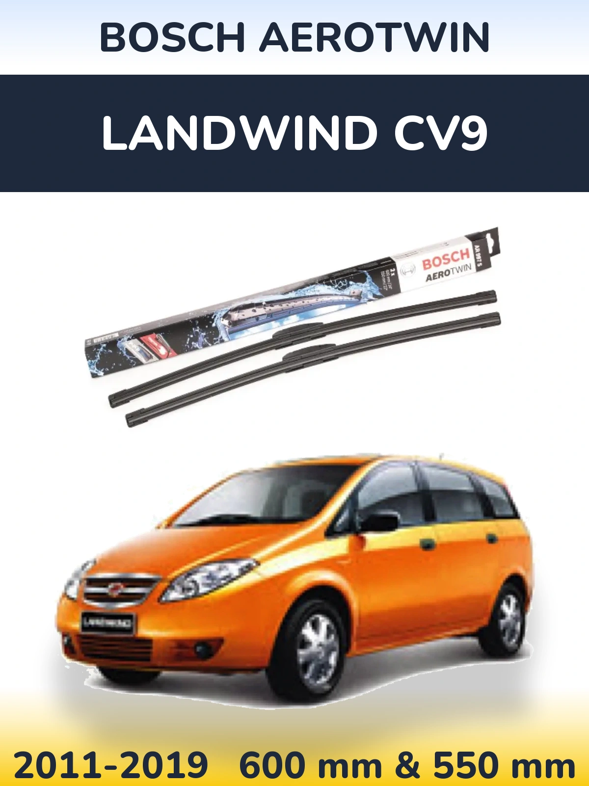 Komplet przednich wycieraczek BOSCH AeroTwin 600 & 550 mm do Landwind CV9 2011-2019