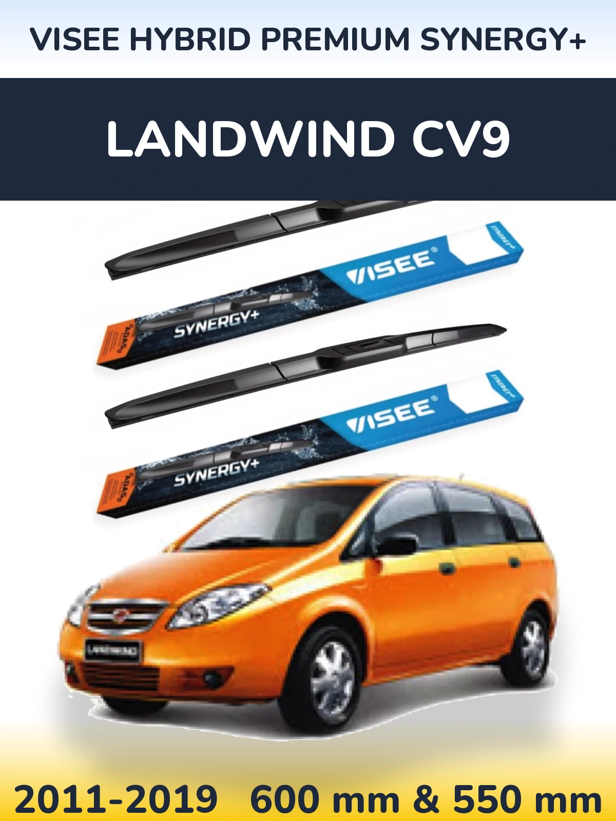 Komplet przednich wycieraczek VISEE HYBRID PREMIUM SYNERGY+ 600 & 550 mm do Landwind CV9 2011-2019