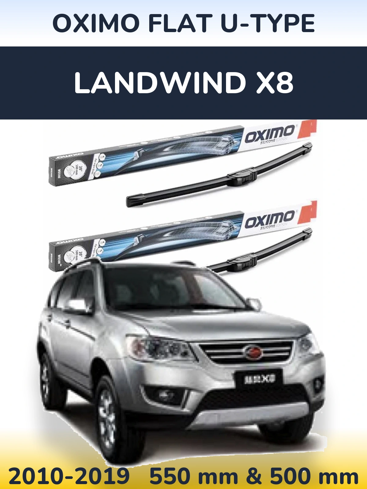 Komplet przednich wycieraczek Oximo Flat U-type 550 & 500 mm do Landwind X8 2010-2019