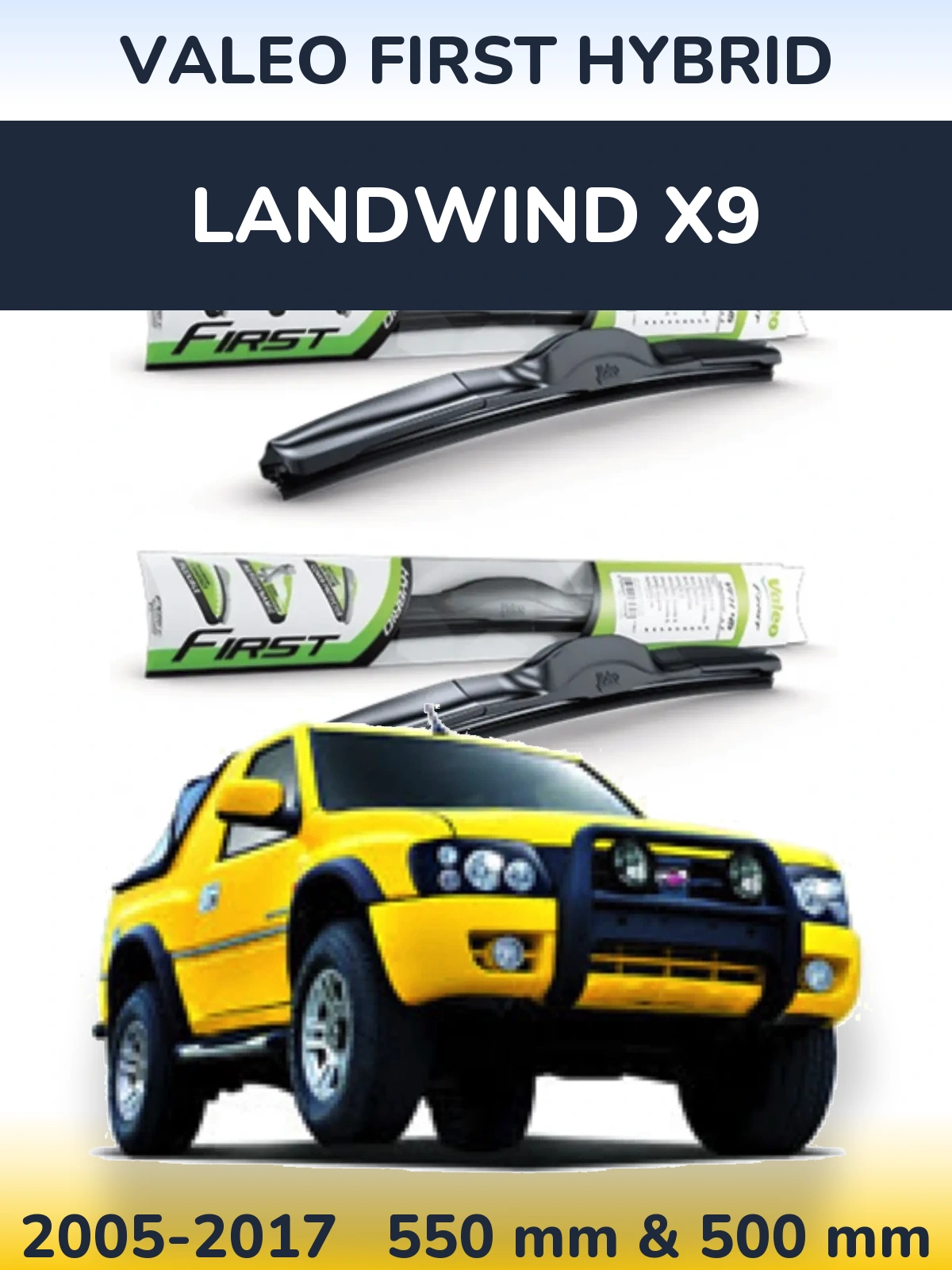 Komplet przednich wycieraczek Valeo First Hybrid 550 & 500 mm do Landwind X9 2005-2017