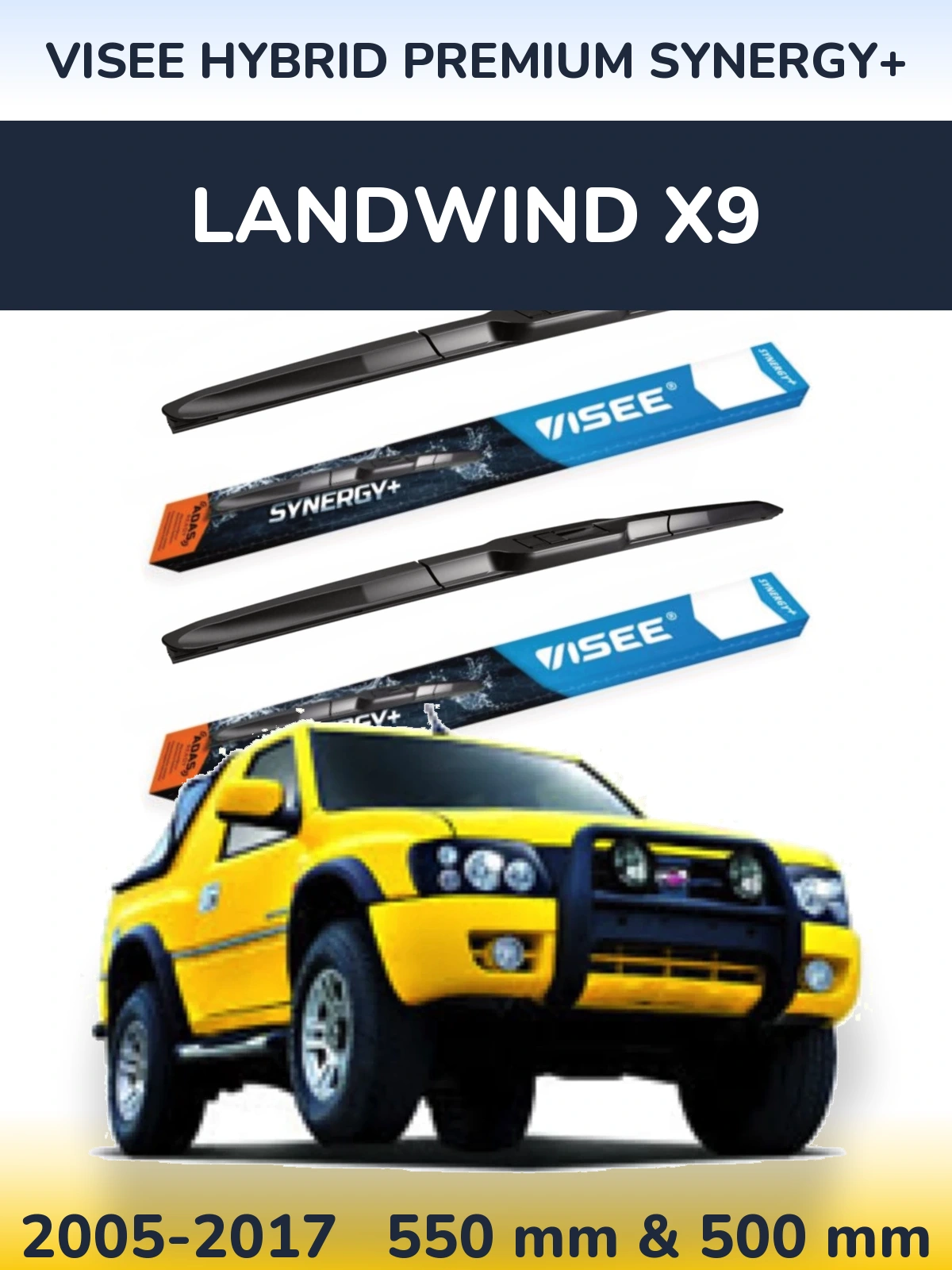 Komplet przednich wycieraczek VISEE HYBRID PREMIUM SYNERGY+ 550 & 500 mm do Landwind X9 2005-2017
