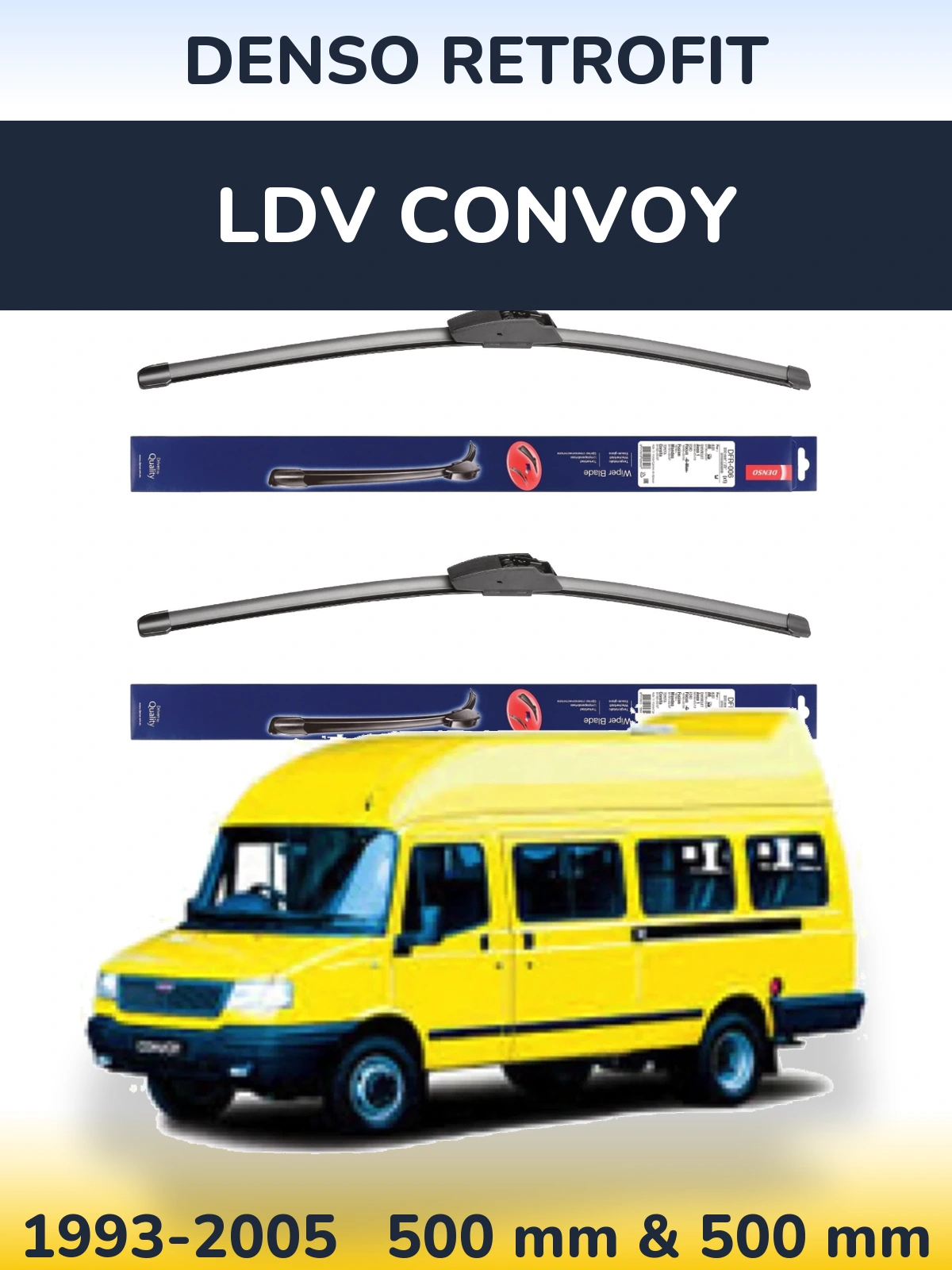 Komplet przednich wycieraczek Denso Retrofit 500 & 500 mm do LDV Convoy 1993-2005