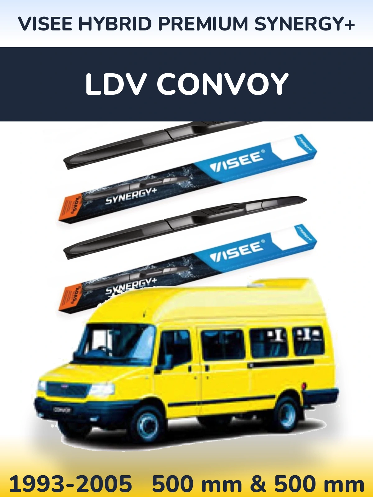 Komplet przednich wycieraczek VISEE HYBRID PREMIUM SYNERGY+ 500 & 500 mm do LDV Convoy 1993-2005
