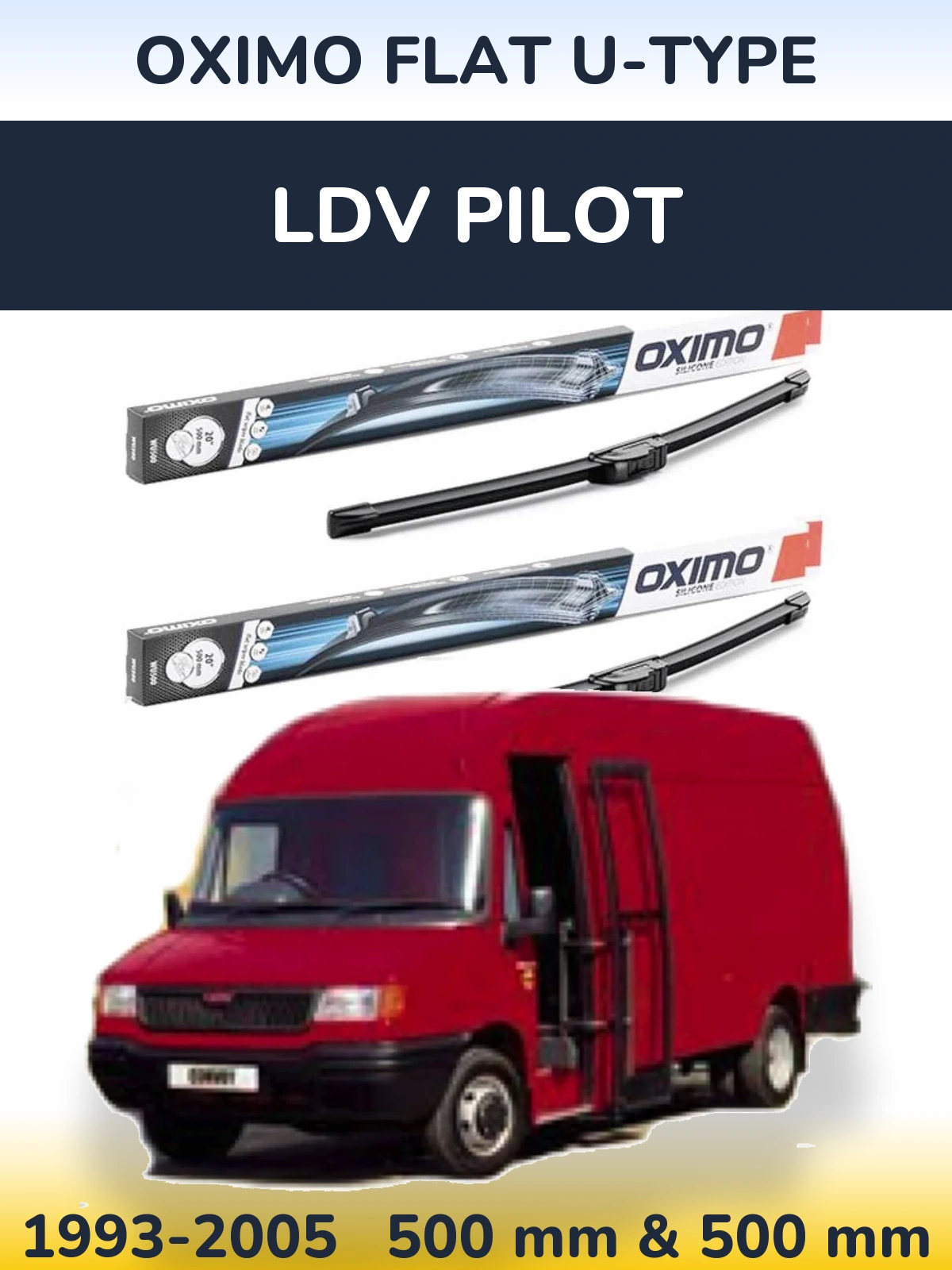 Комплект передних дворников Oximo Flat U-type 500 & 500 мм для LDV Pilot 1993-2005