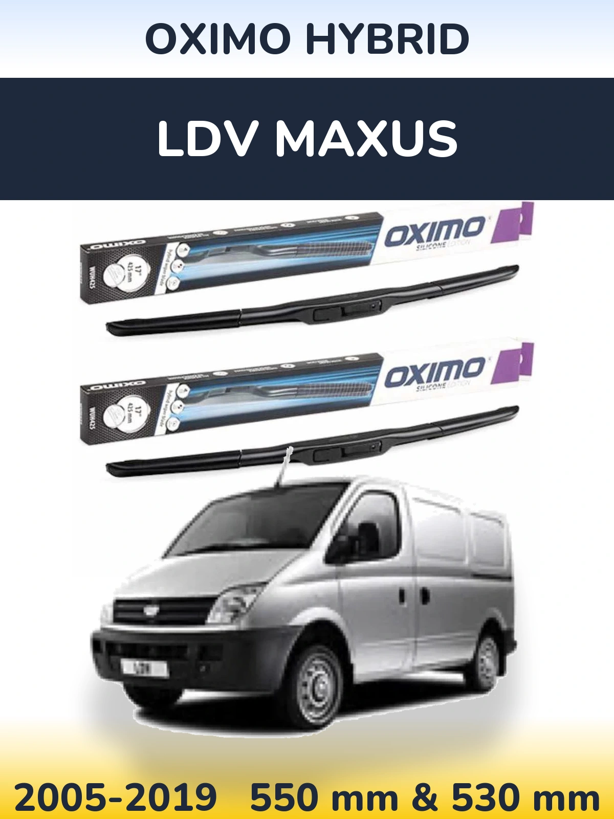 Komplet przednich wycieraczek Oximo Hybrid 550 & 530 mm do LDV Maxus 2005-2019
