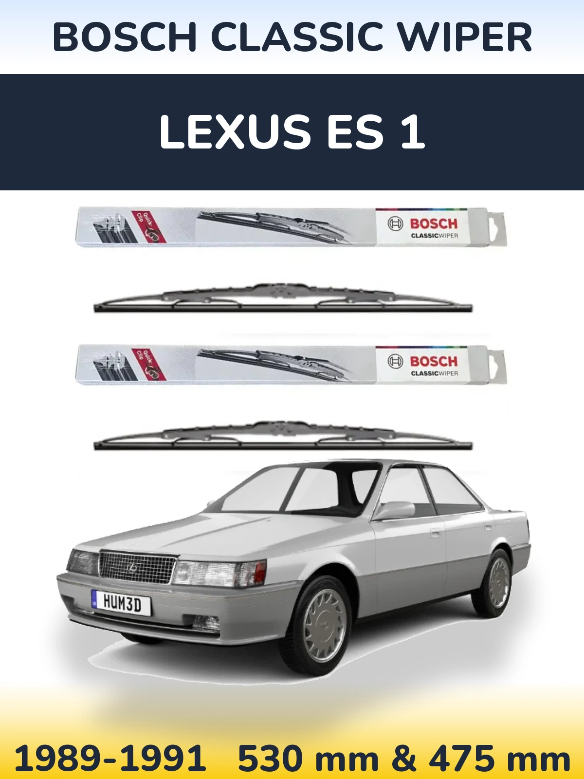 Komplet przednich wycieraczek BOSCH Classic Wiper 530 & 475 mm do Lexus ES 1 1989-1991