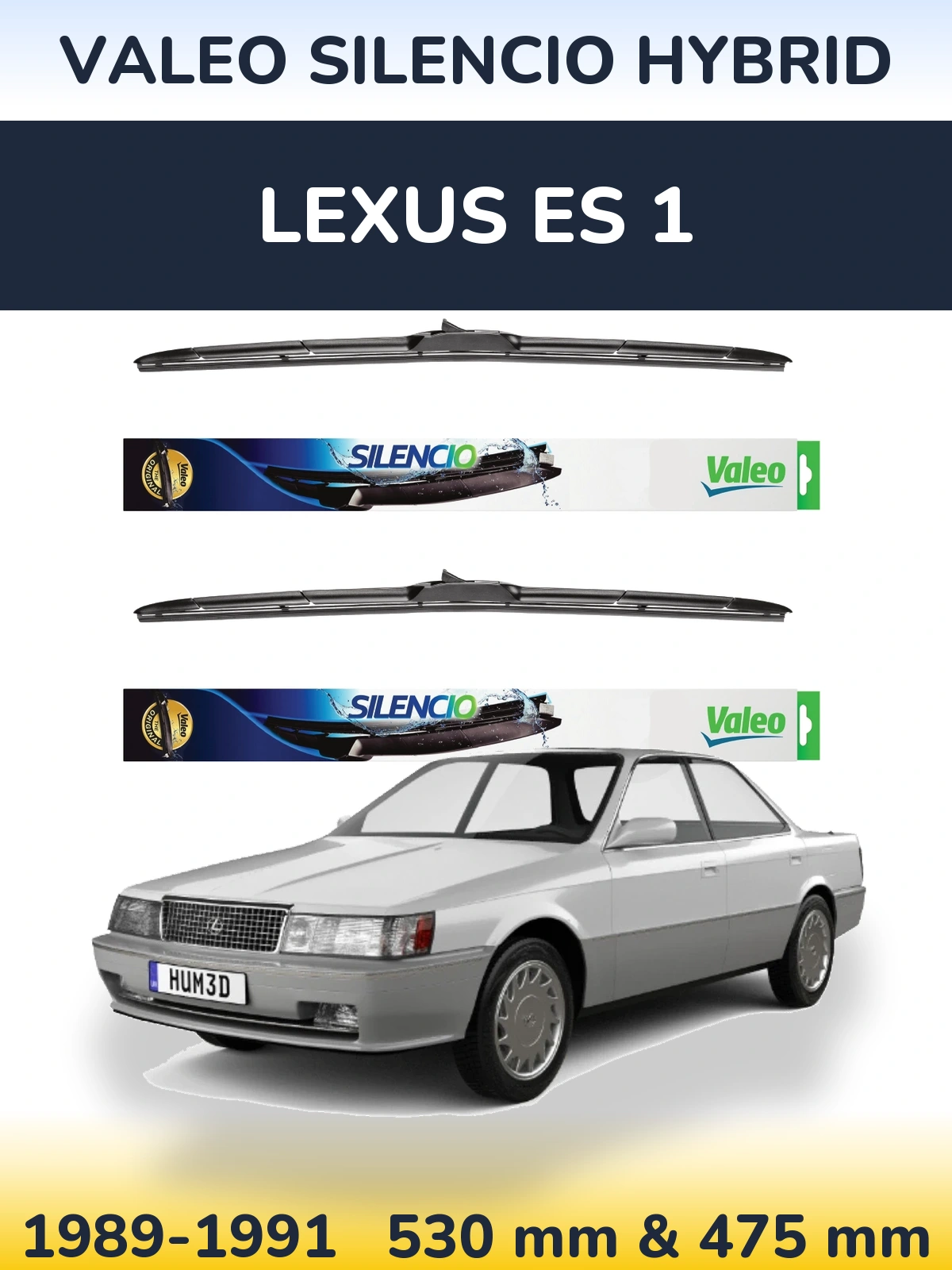 Komplet przednich wycieraczek Valeo Silencio Hybrid 530 & 475 mm do Lexus ES 1 1989-1991